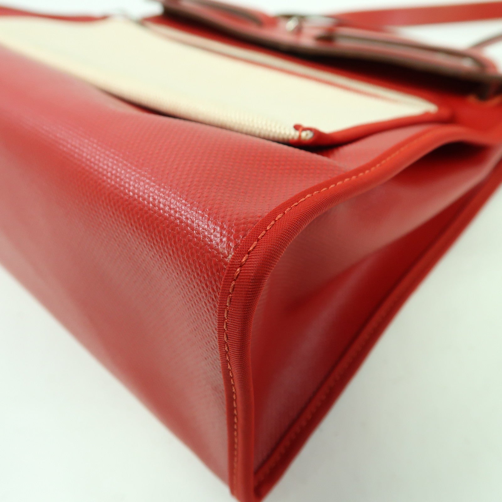 HERMES 防水帆布Herbag PM銀扣手挽肩背兩用袋紅色
