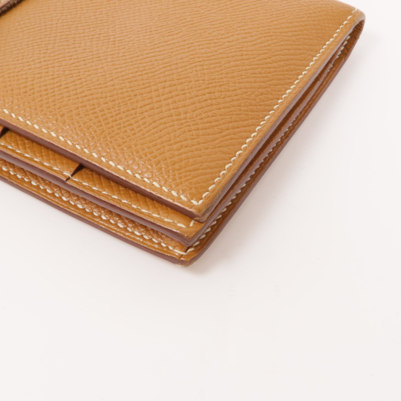 HERMES Epsom皮革Bearn W Snap Wallet銀扣長錢包37 Gold