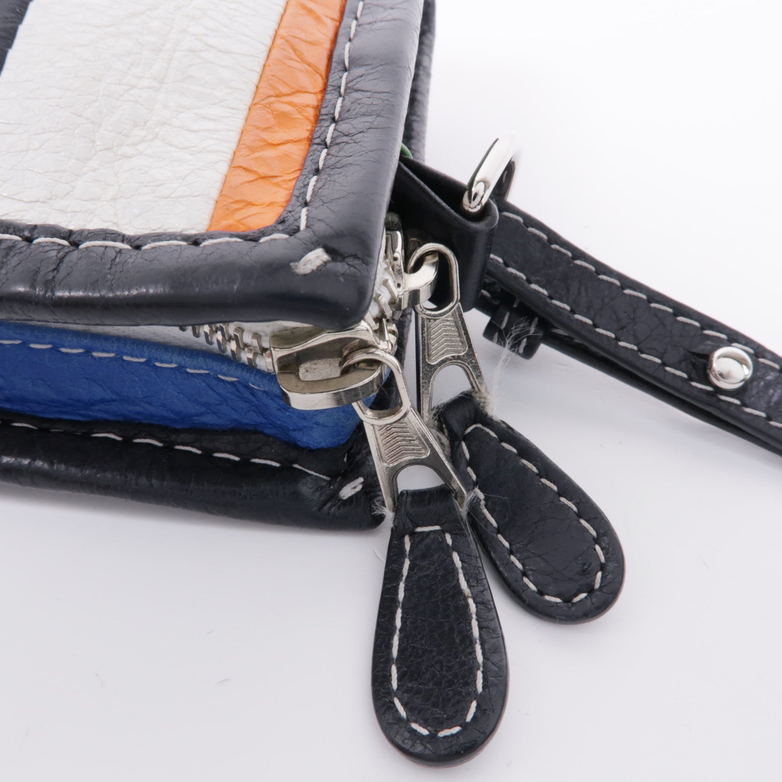 BALENCIAGA SHW Shoulder Bag 452460 Calfskin Leather White Blue Black Green