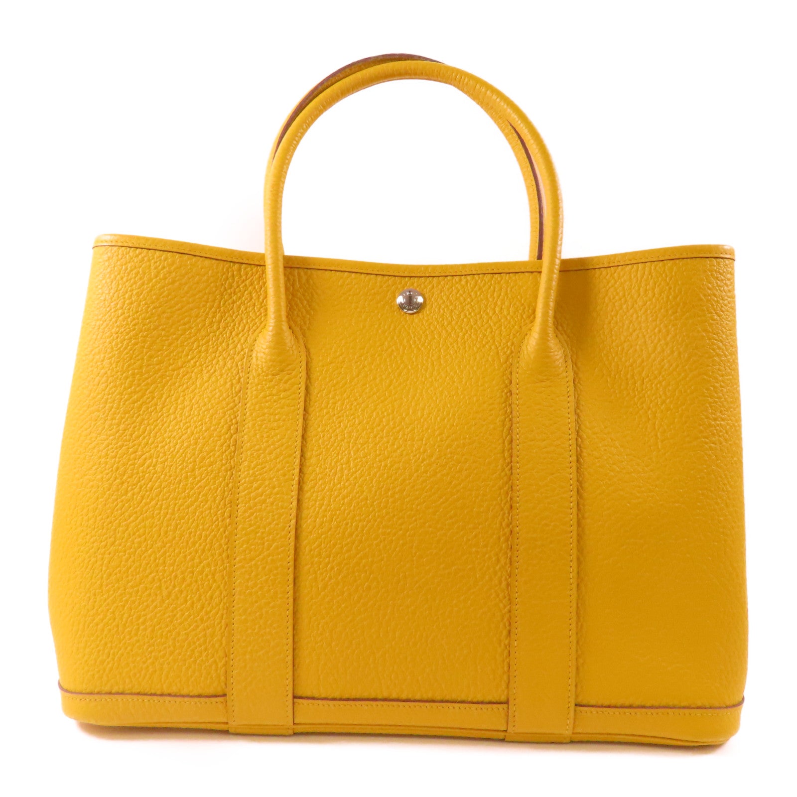 HERMES 【激減優惠】Negonda皮革Garden Party PM銀扣手挽袋2P Cumin