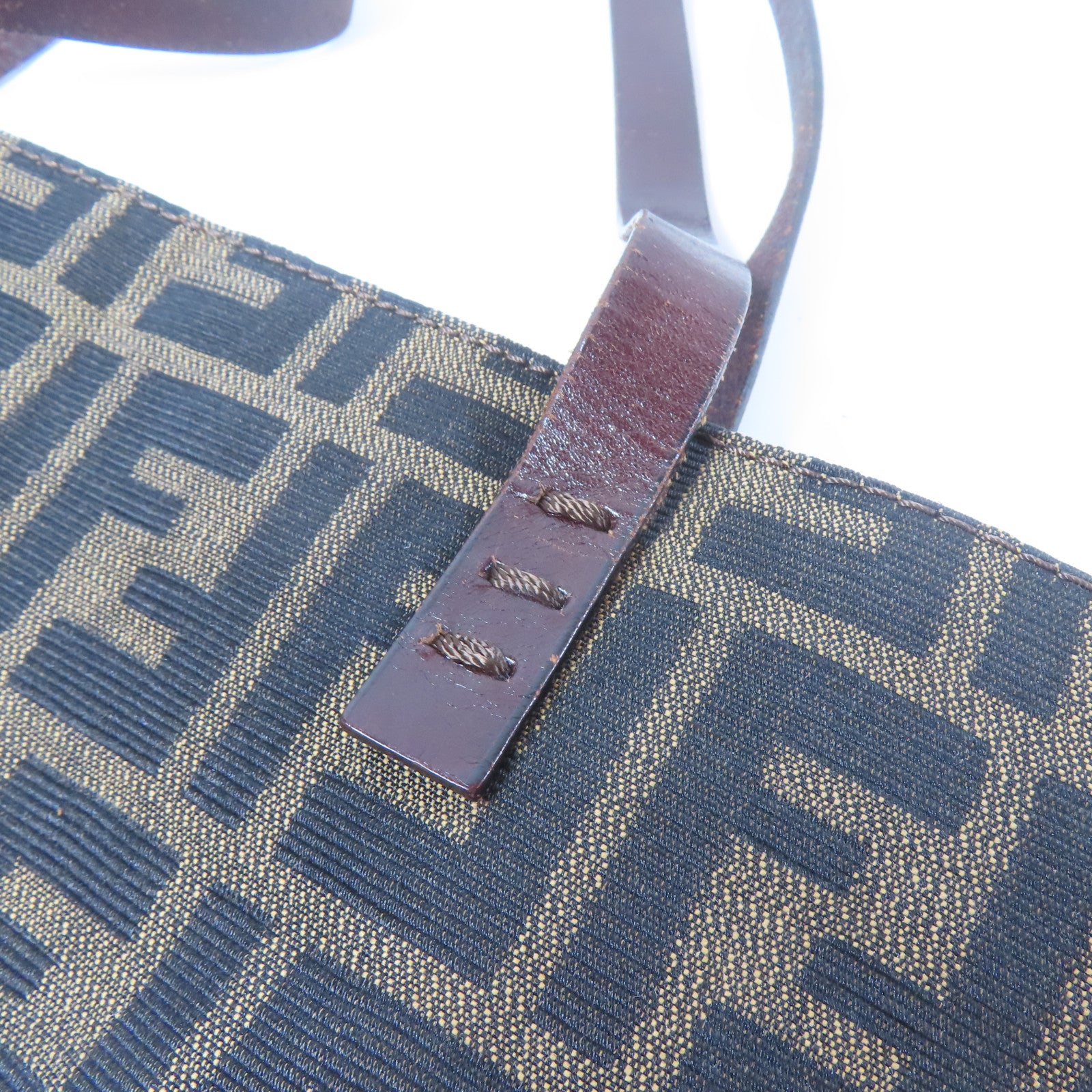 FENDI 帆布Tote Bag銀扣手挽袋啡色