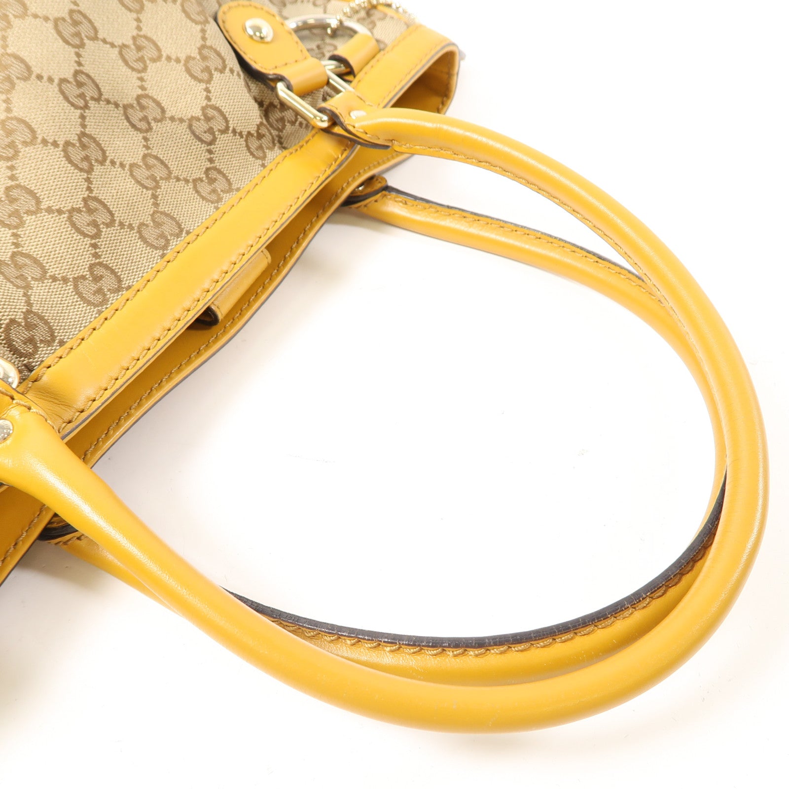 GUCCI 帆布Sukey Tote金扣肩背袋啡色/黃色