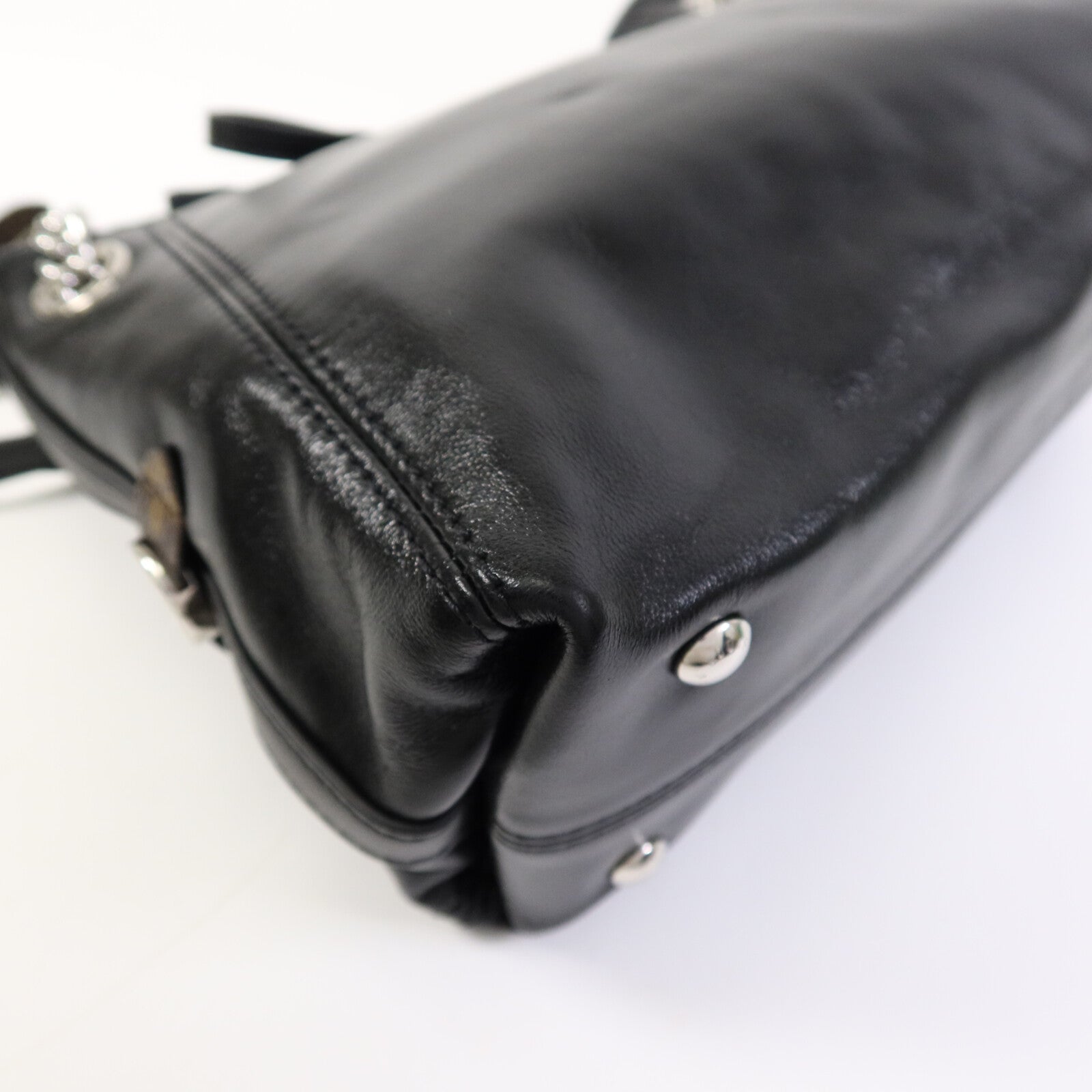 LOUIS VUITTON Monogram/羊皮皮革Carryall Vibe BB銀扣鏈帶肩背袋