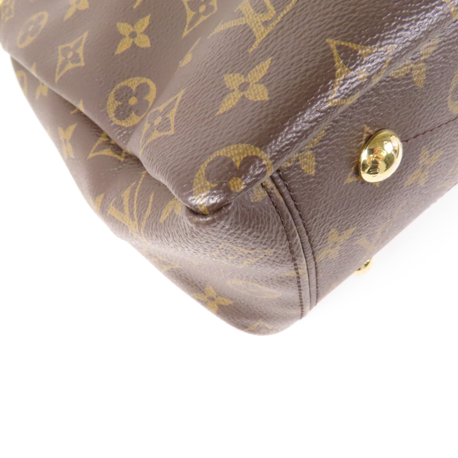 LOUIS VUITTON Monogram Pallas金扣手挽肩背兩用袋棕色/紅色