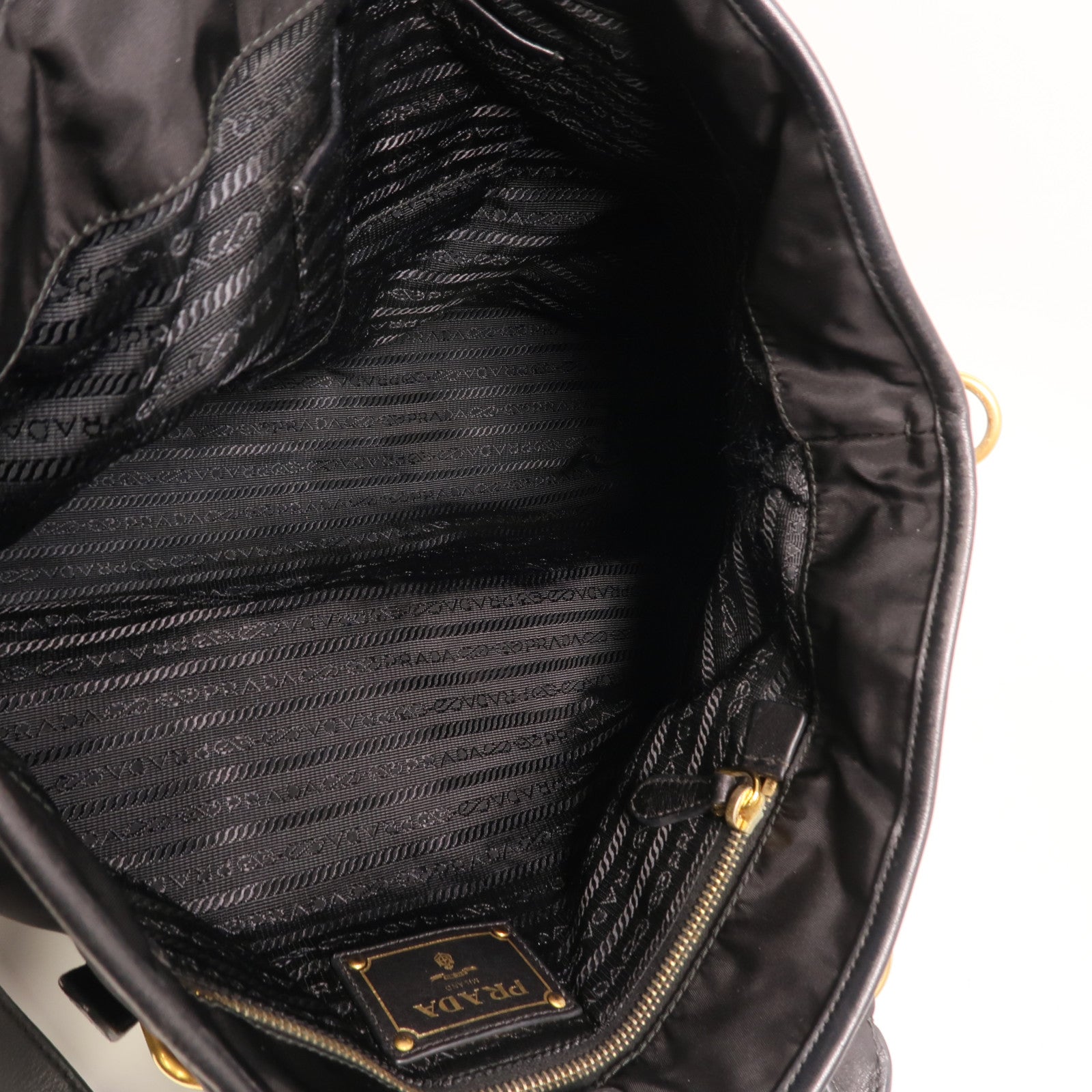 PRADA 尼龍/皮革HandBag金扣手挽肩背兩用袋