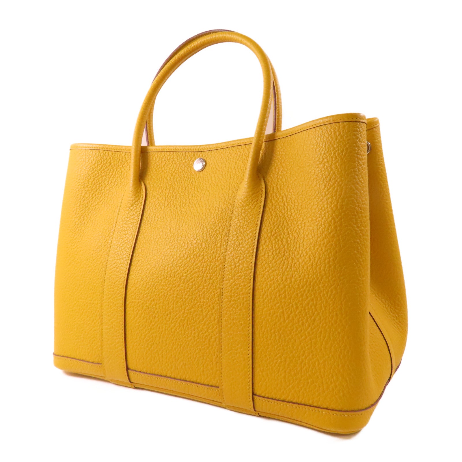 HERMES Negonda皮革Garden Party PM銀扣手挽袋2P Cumin