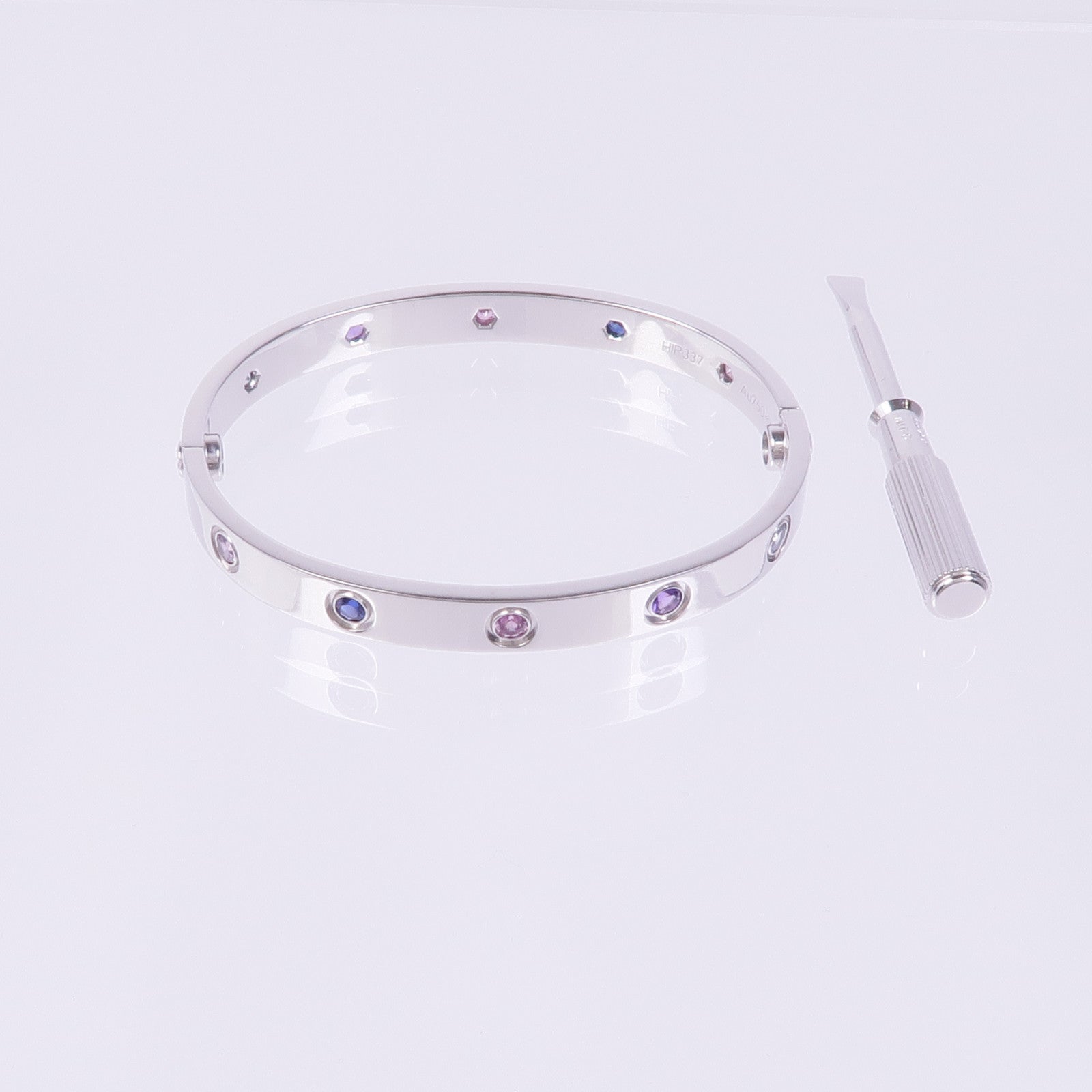 CARTIER 18K白金Love Bracelet Multi Gemstones多色寶石手鐲Cartier#16