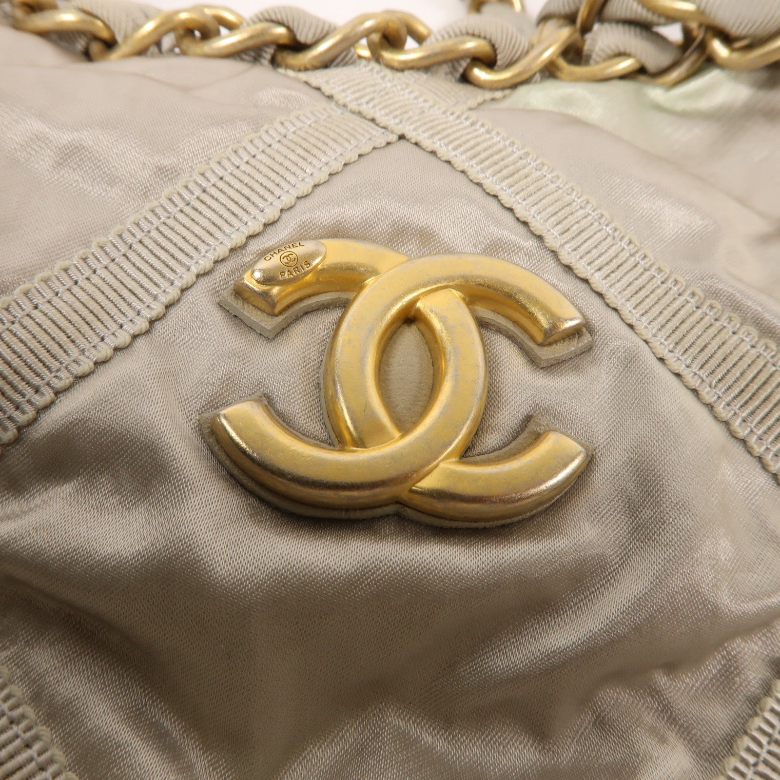CHANEL 尼龍Chain Shoulder金扣手挽肩背兩用袋