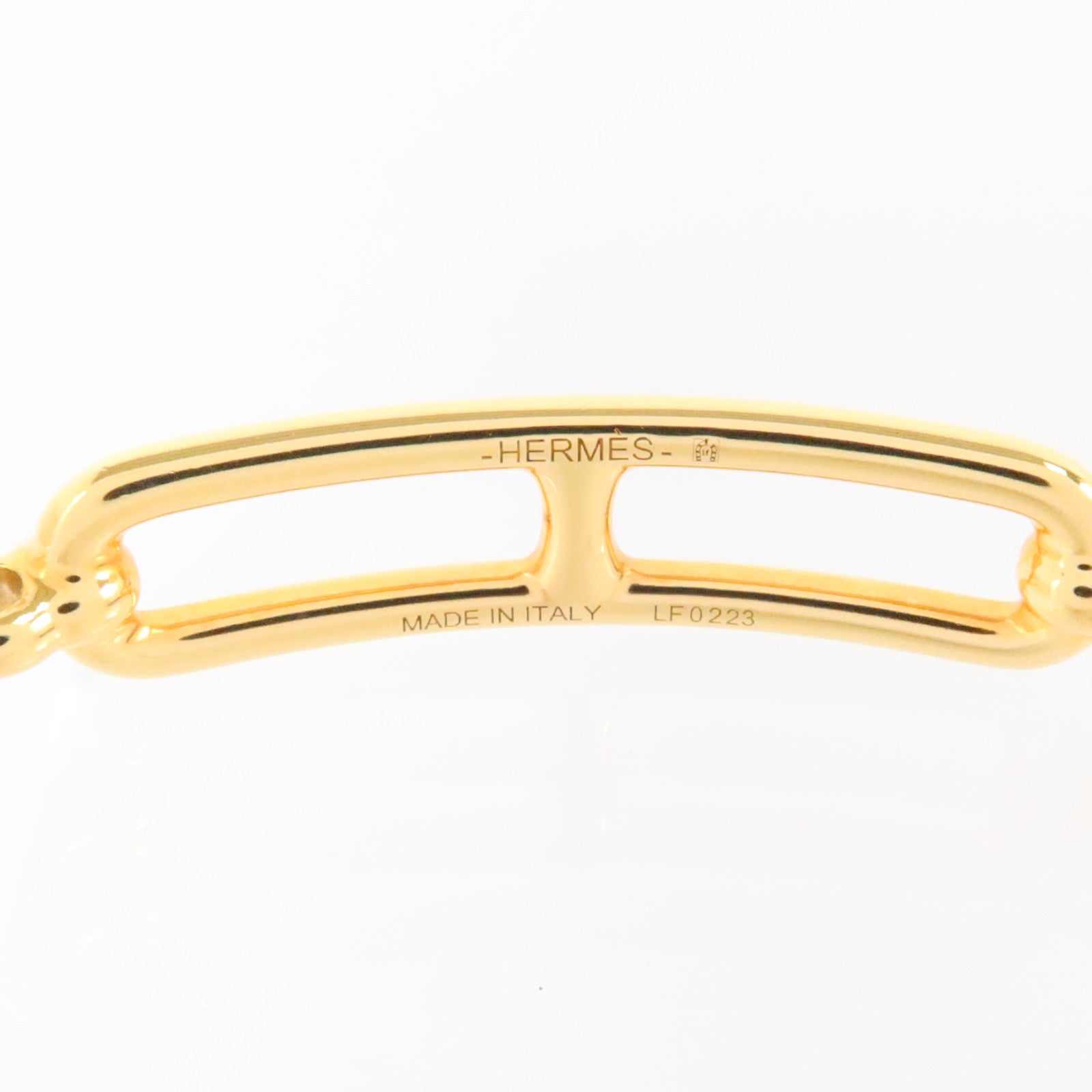 HERMES Swift皮革/金屬Roulis Double Tour Bracelet金扣手鏈