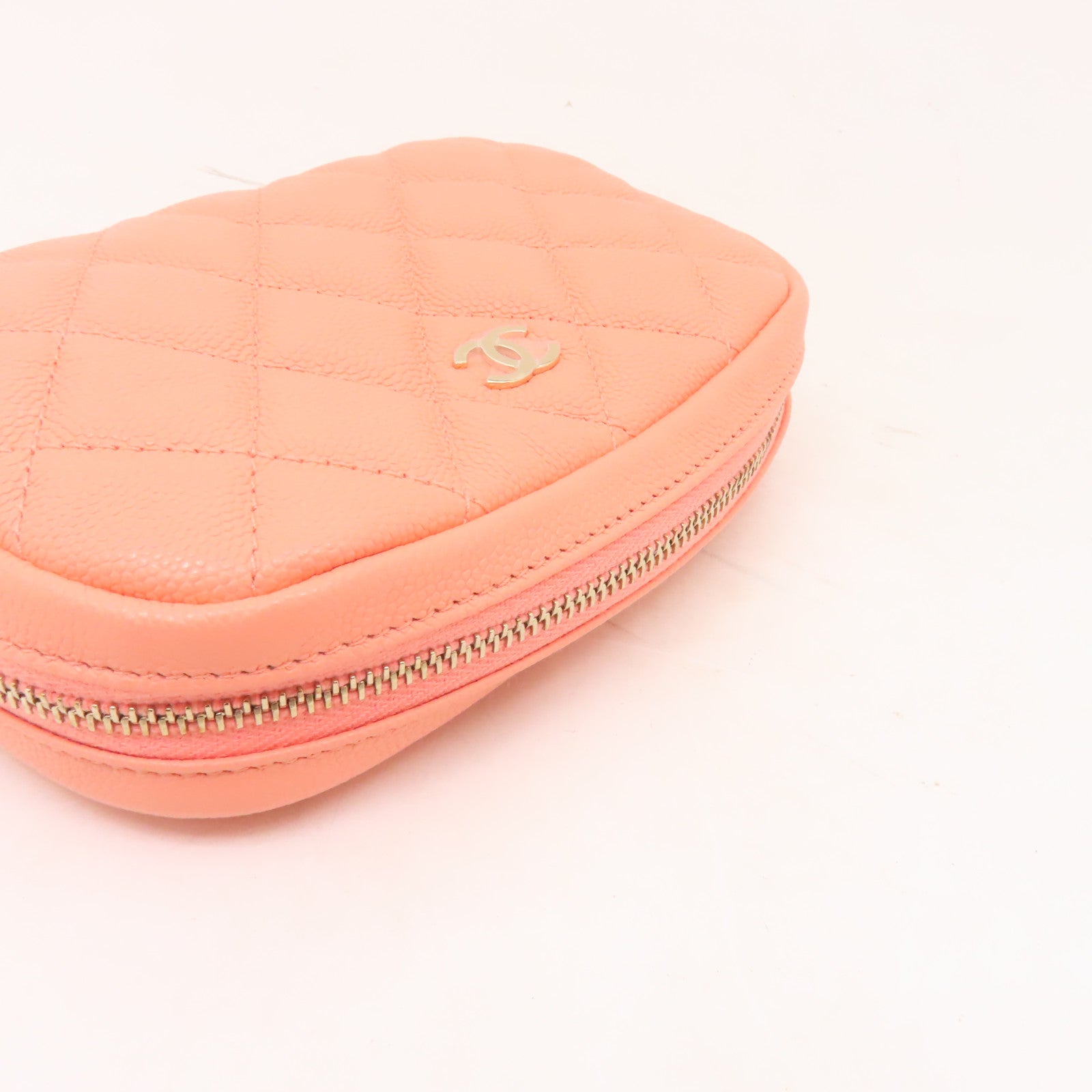 CHANEL 【激減優惠】菱格Caviar皮革Clutch Bag金扣手拿包粉紅色