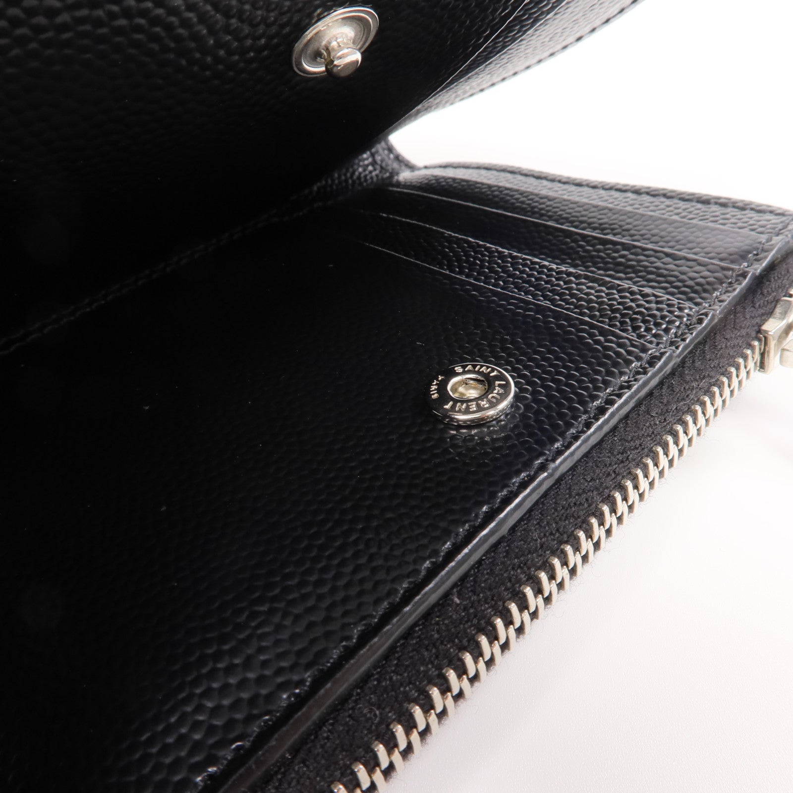 SAINT LAURENT 牛皮皮革Wallet銀扣錢包