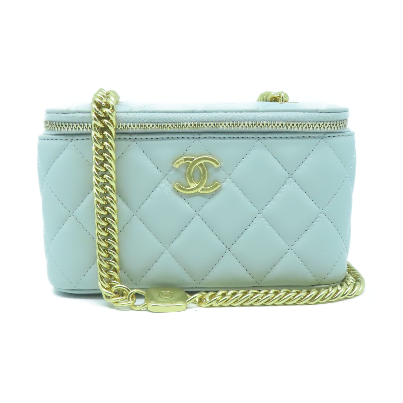CHANEL 【清倉大減價】羊皮皮革Chain Shoulder金扣肩背袋淺綠色