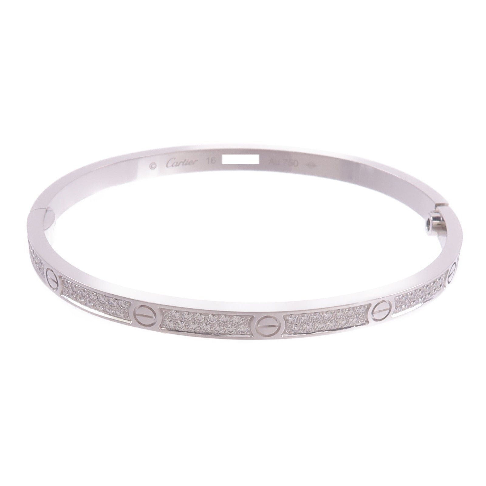 CARTIER 18K白金Love Bracelet Small Model Paved鑽石手鐲