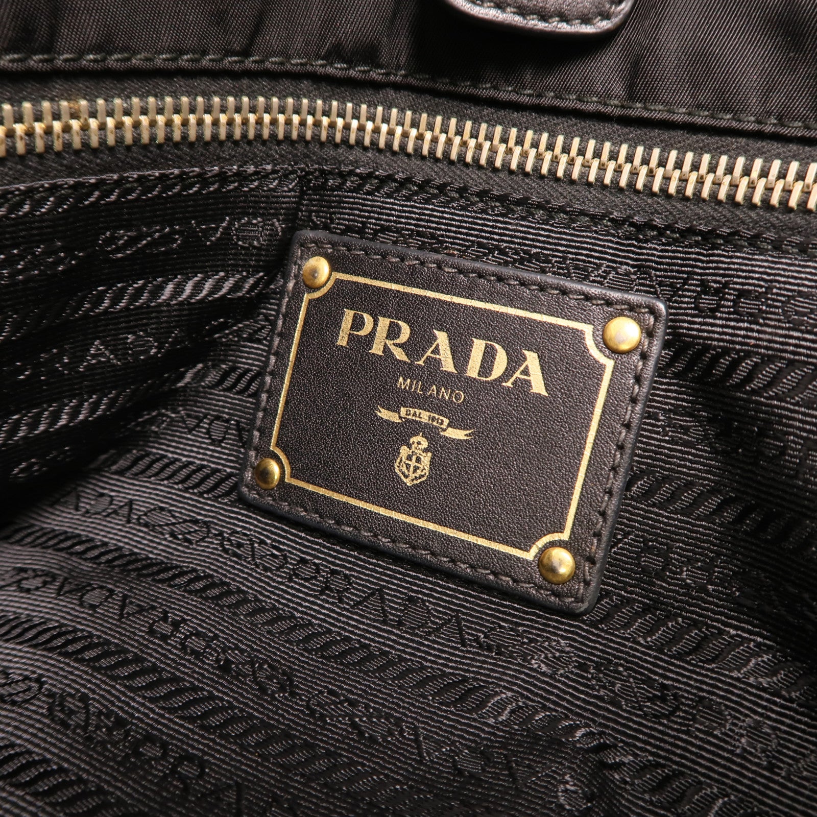 PRADA 尼龍/皮革HandBag金扣手挽肩背兩用袋