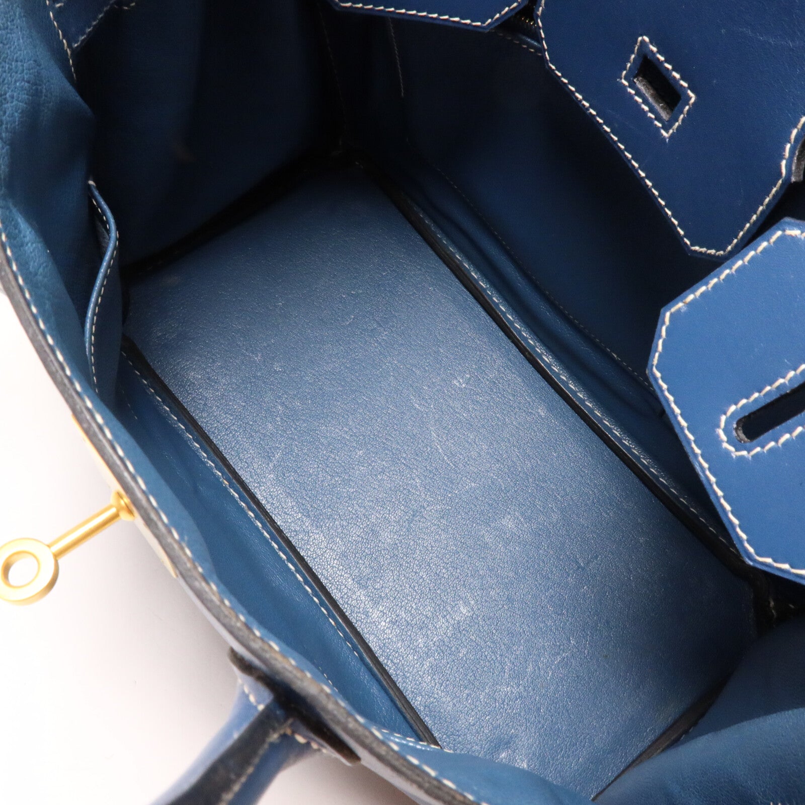HERMES Swift皮革Birkin 30手挽袋Bleu Thalassa