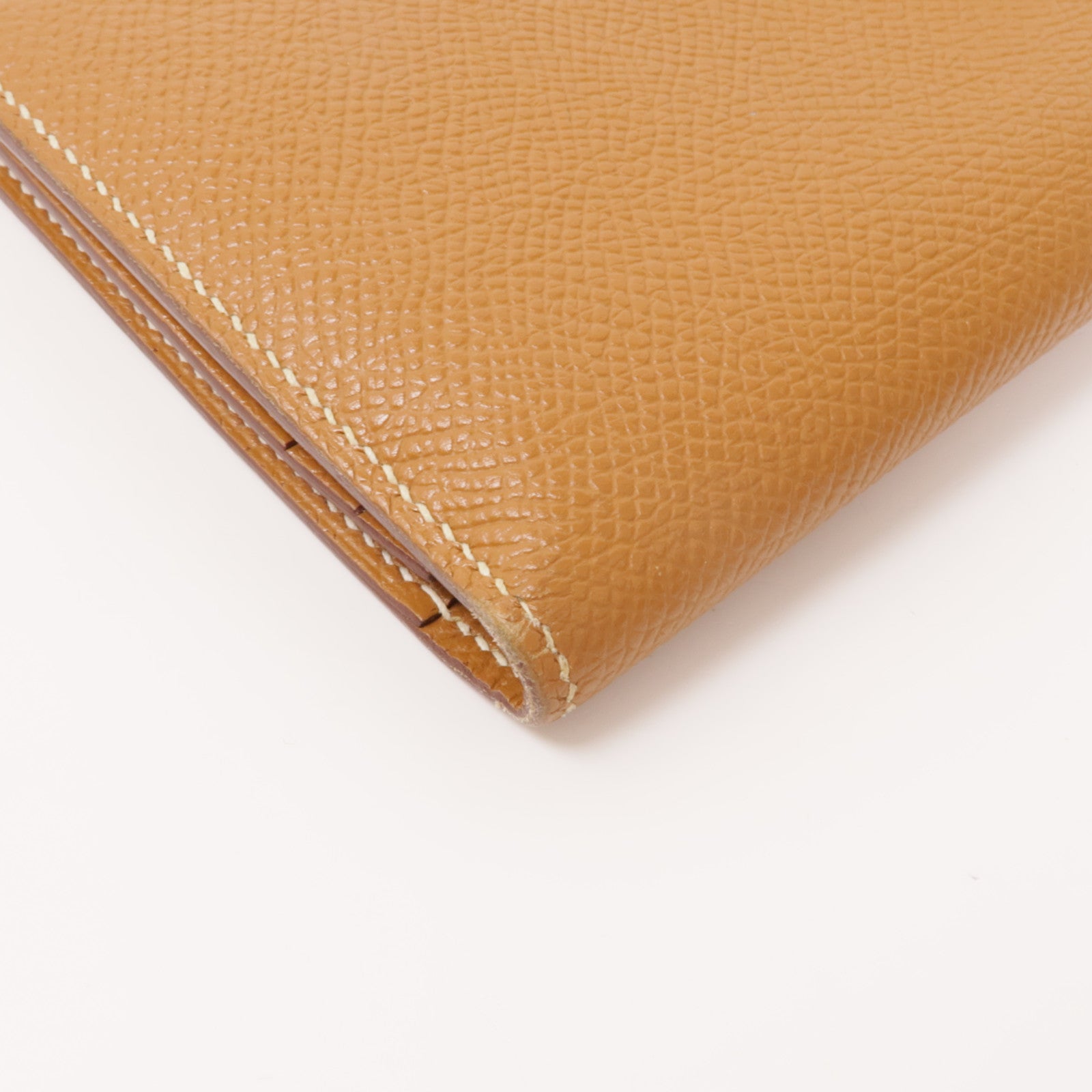 HERMES Epsom皮革Bearn W Snap Wallet銀扣長錢包37 Gold