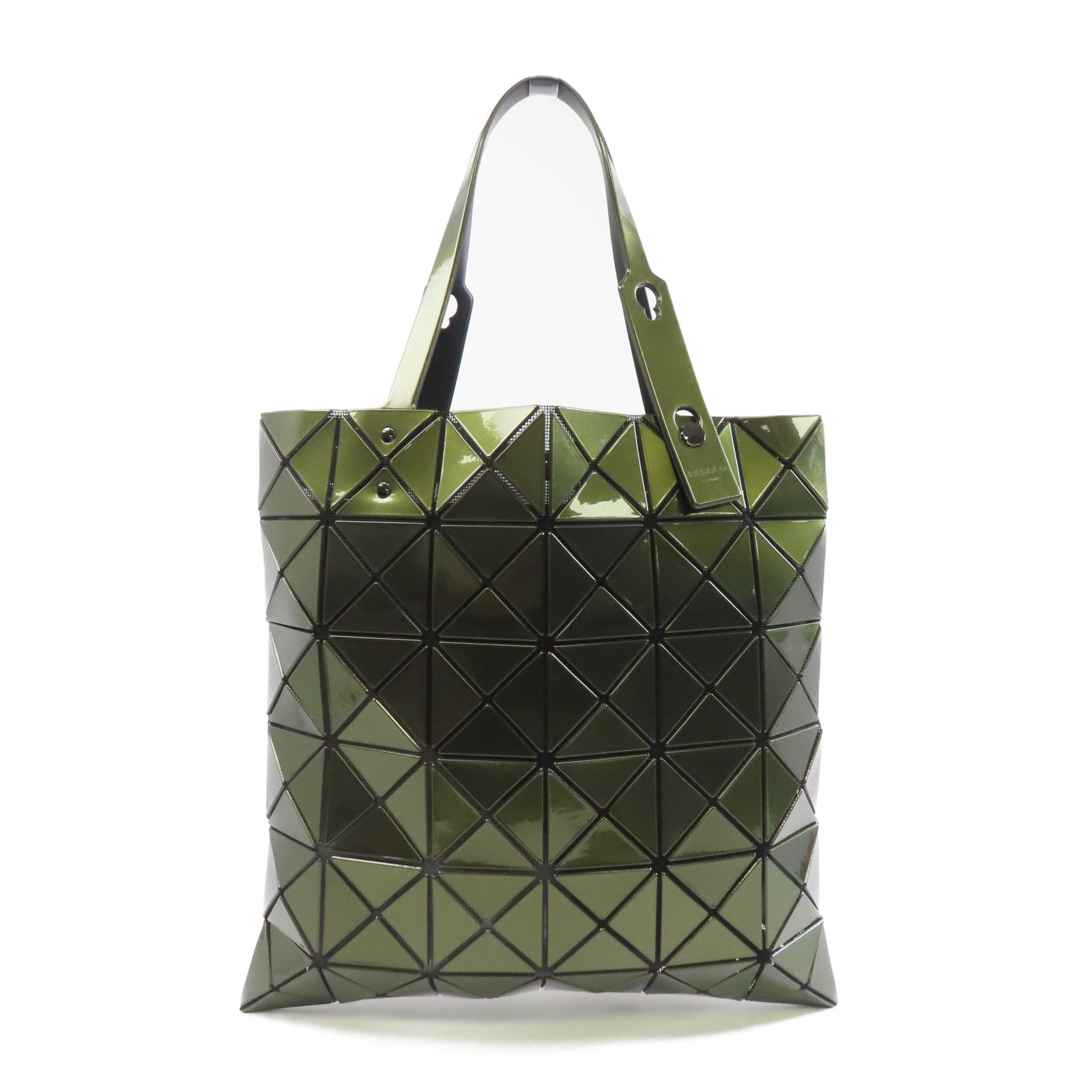 BAO BAO ISSEYMIYAKE PVC Bao Bao Tote Bag銀扣手挽袋深綠色