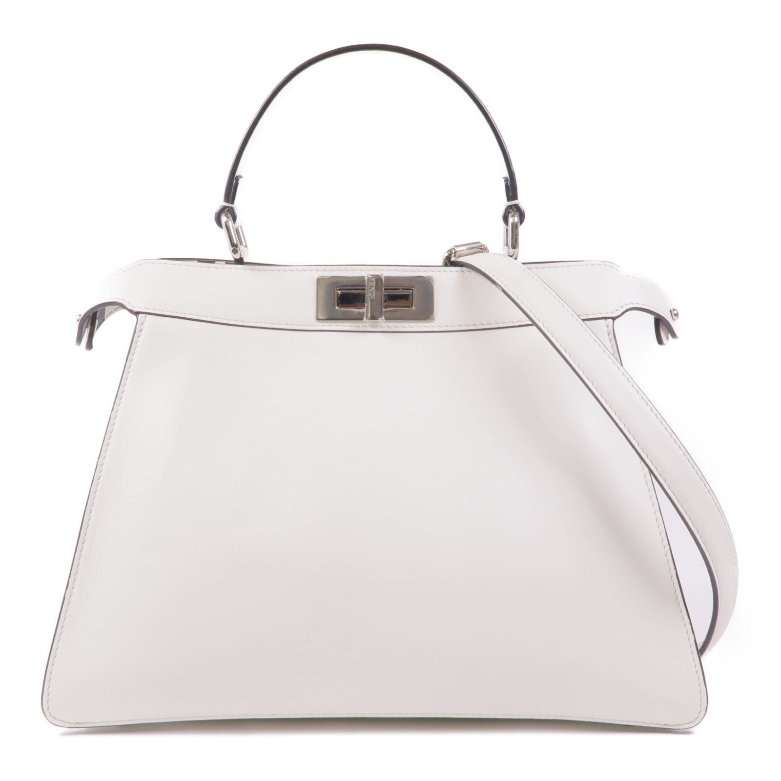 FENDI 【激減優惠】牛皮皮革Peekaboo銀扣手挽肩背兩用袋