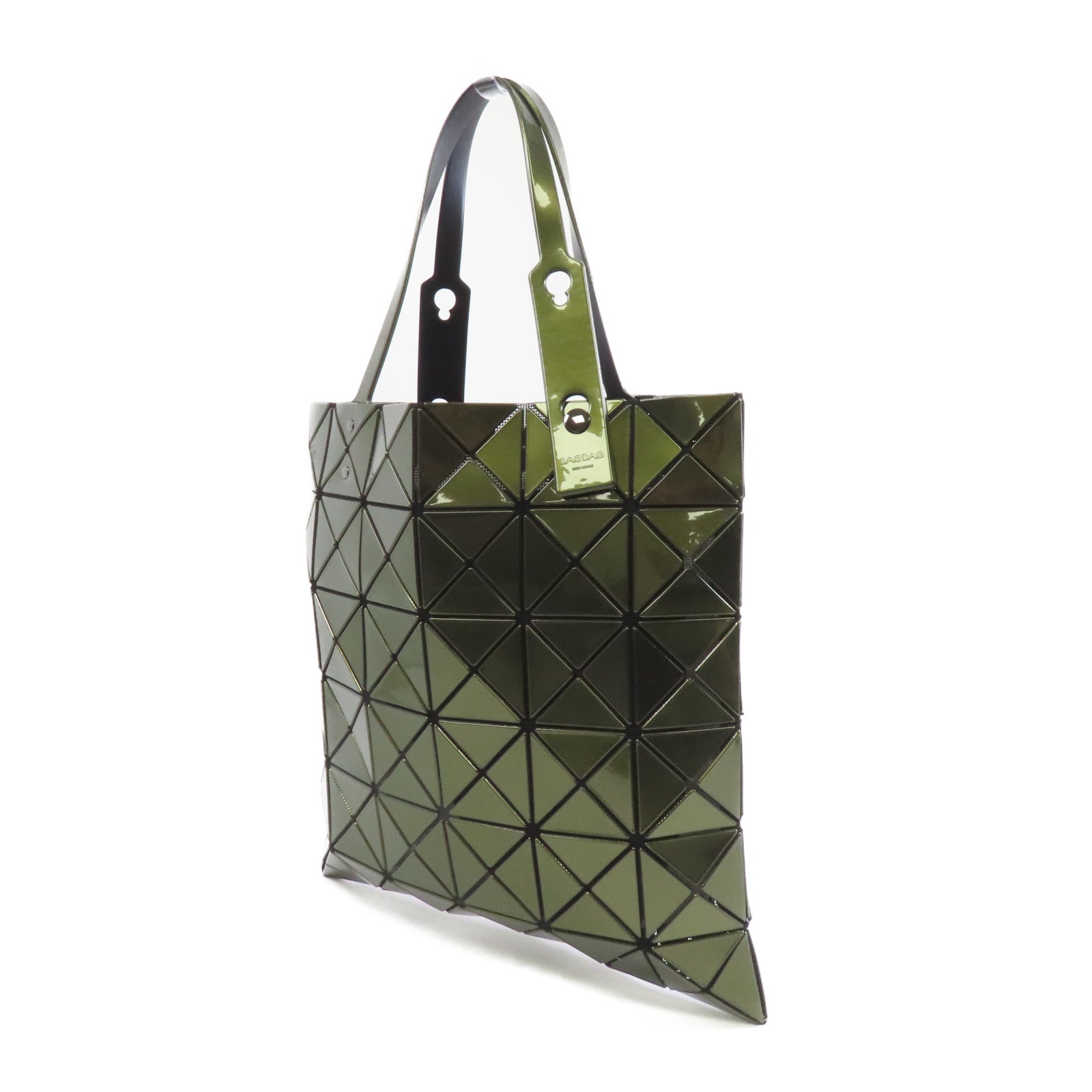 BAO BAO ISSEYMIYAKE PVC Bao Bao Tote Bag銀扣手挽袋深綠色