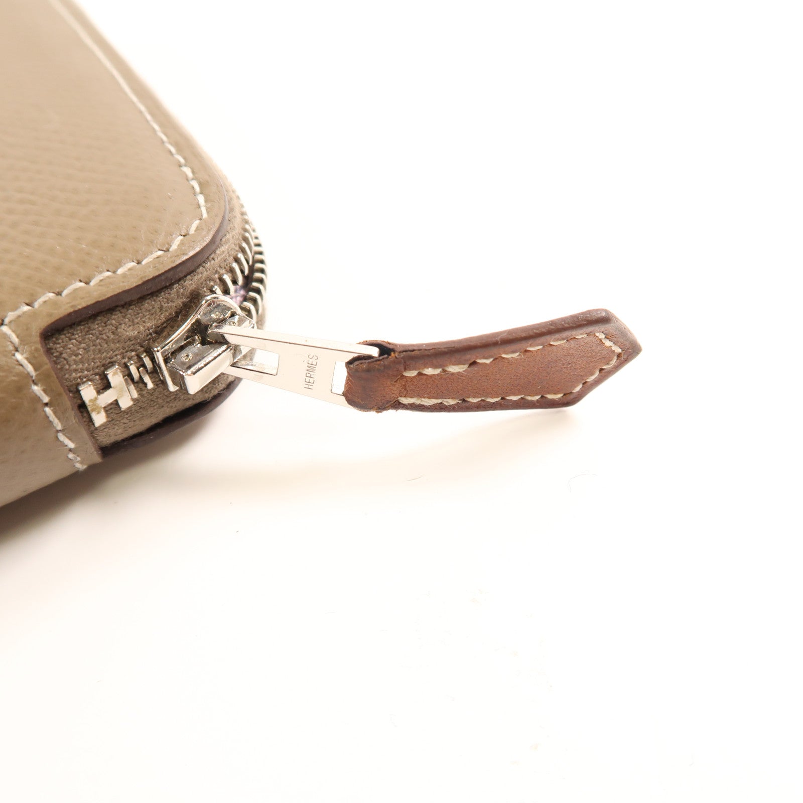 HERMES PHW Silk In Long Wallet Veau Epsom Leather Etoupe Stamp D Brown