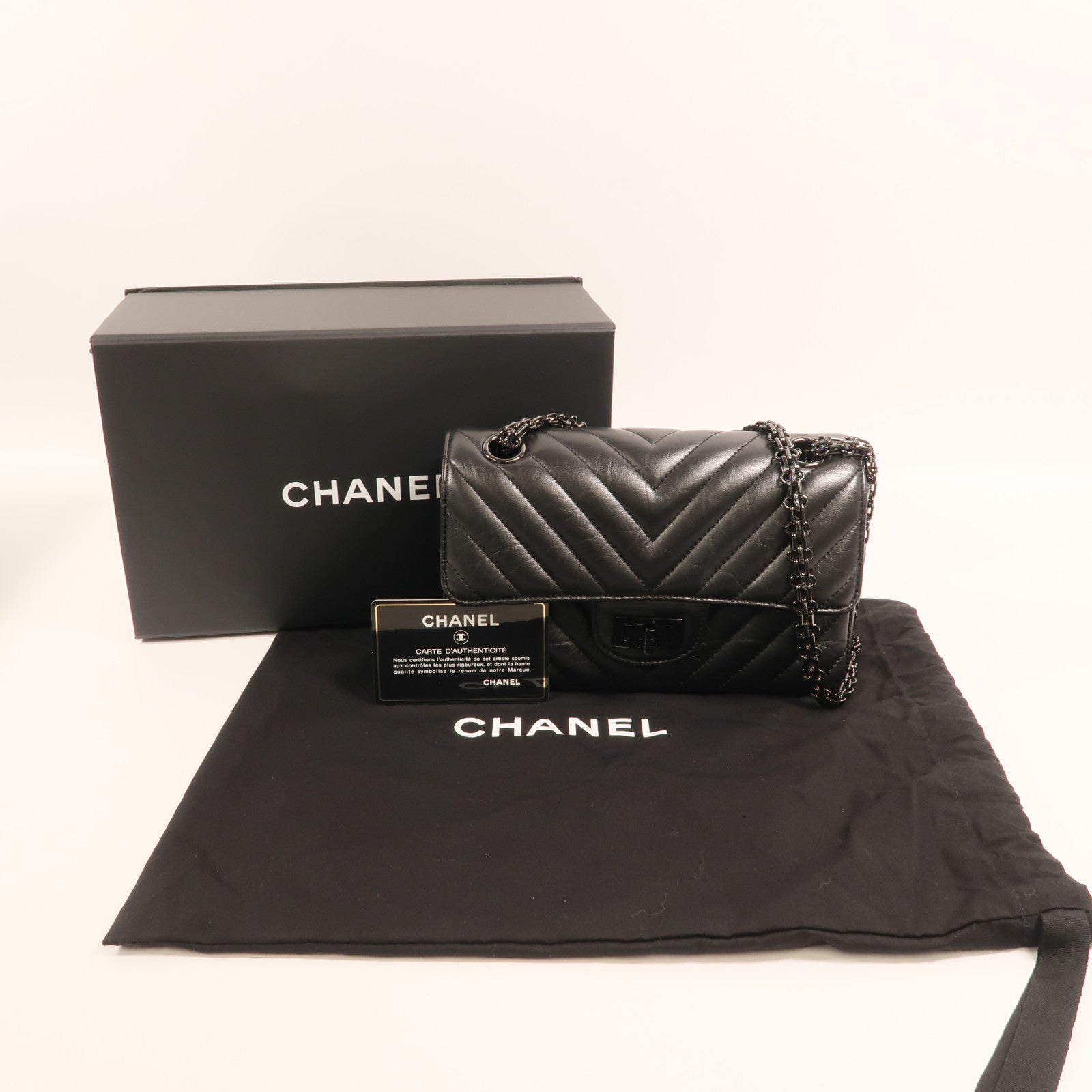 CHANEL 牛皮皮革Mini 2.55鏈帶肩背袋
