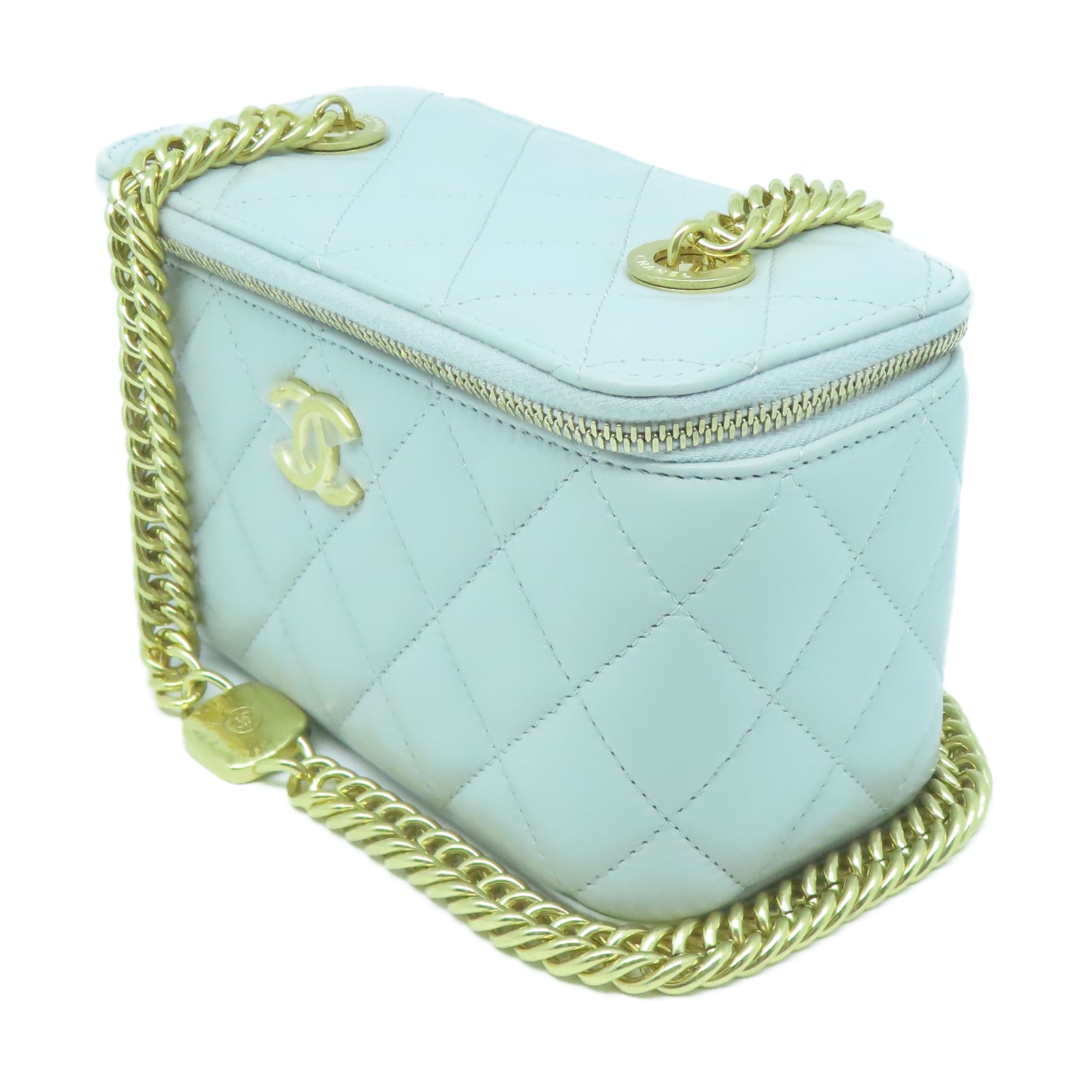 CHANEL 【清倉大減價】羊皮皮革Chain Shoulder金扣肩背袋淺綠色