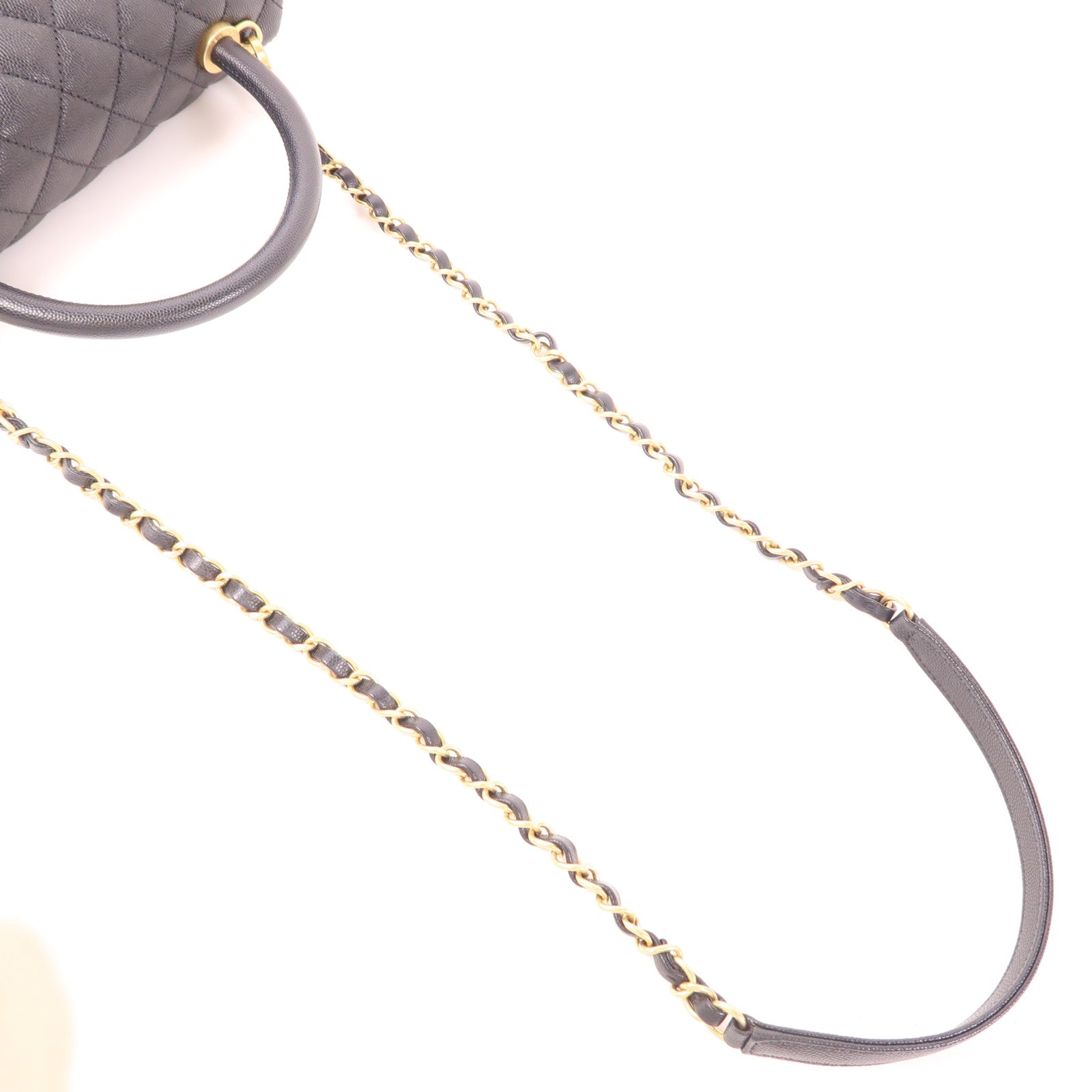 CHANEL 牛皮皮革CoCo Handle金扣鏈帶肩背袋
