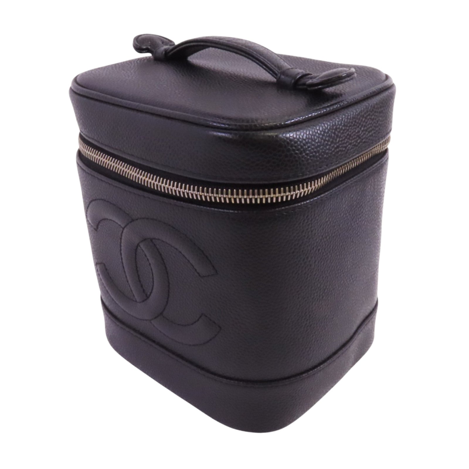 CHANEL 【激減優惠】牛皮皮革Vintage Vanity Case金扣手挽袋