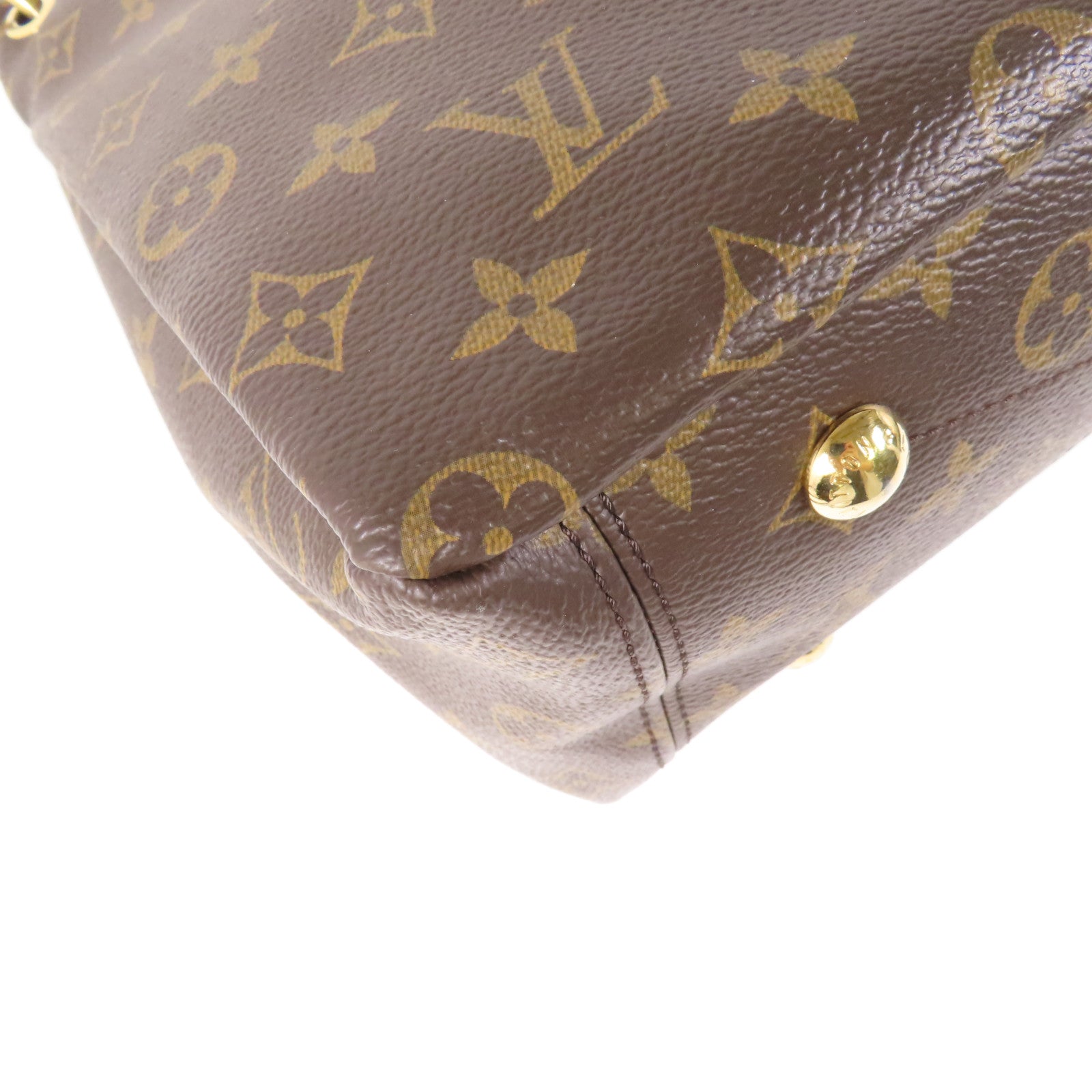 LOUIS VUITTON Monogram Pallas金扣手挽肩背兩用袋棕色/紅色