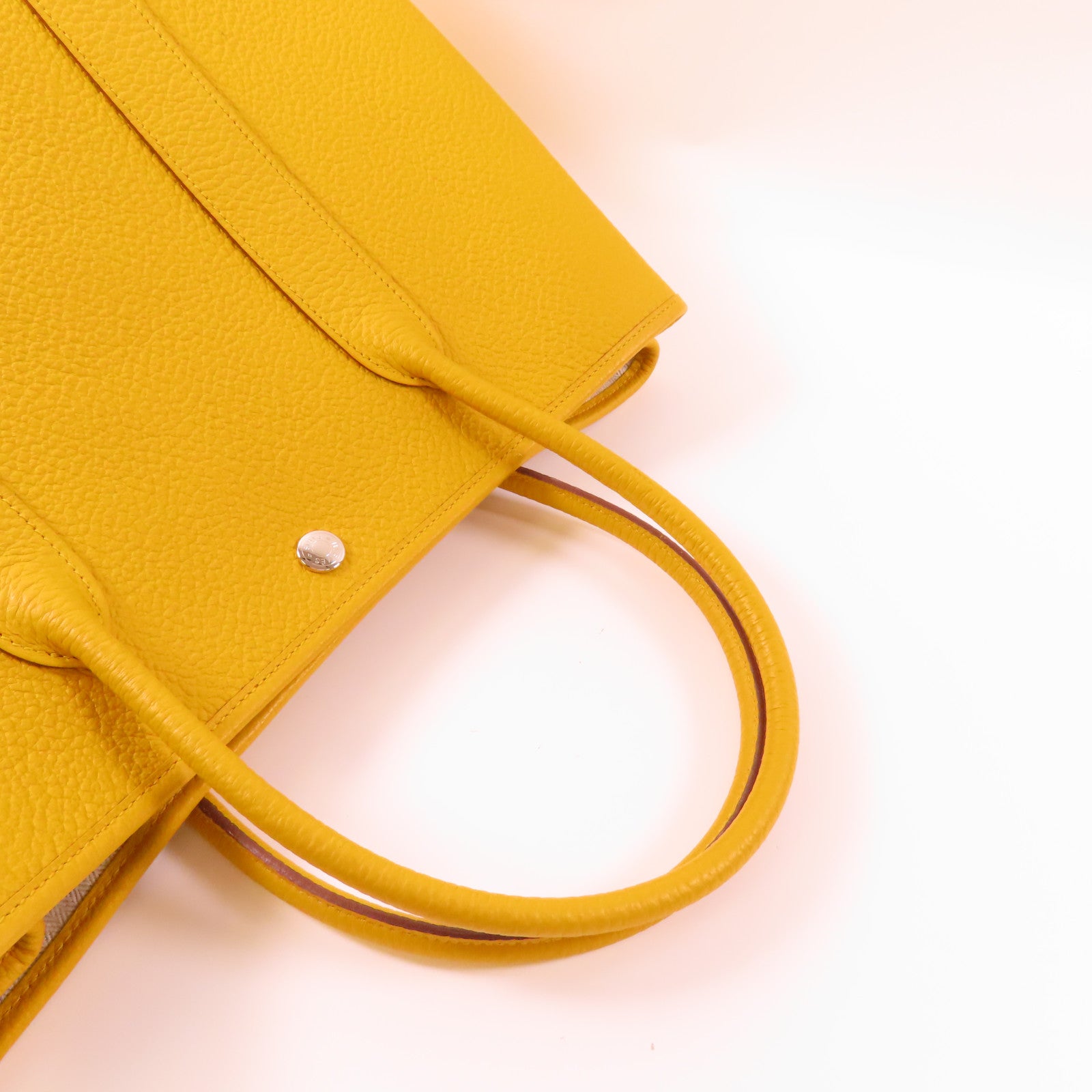 HERMES PHW Garden Party PM Handbag Negonda Leather 2P Cumin