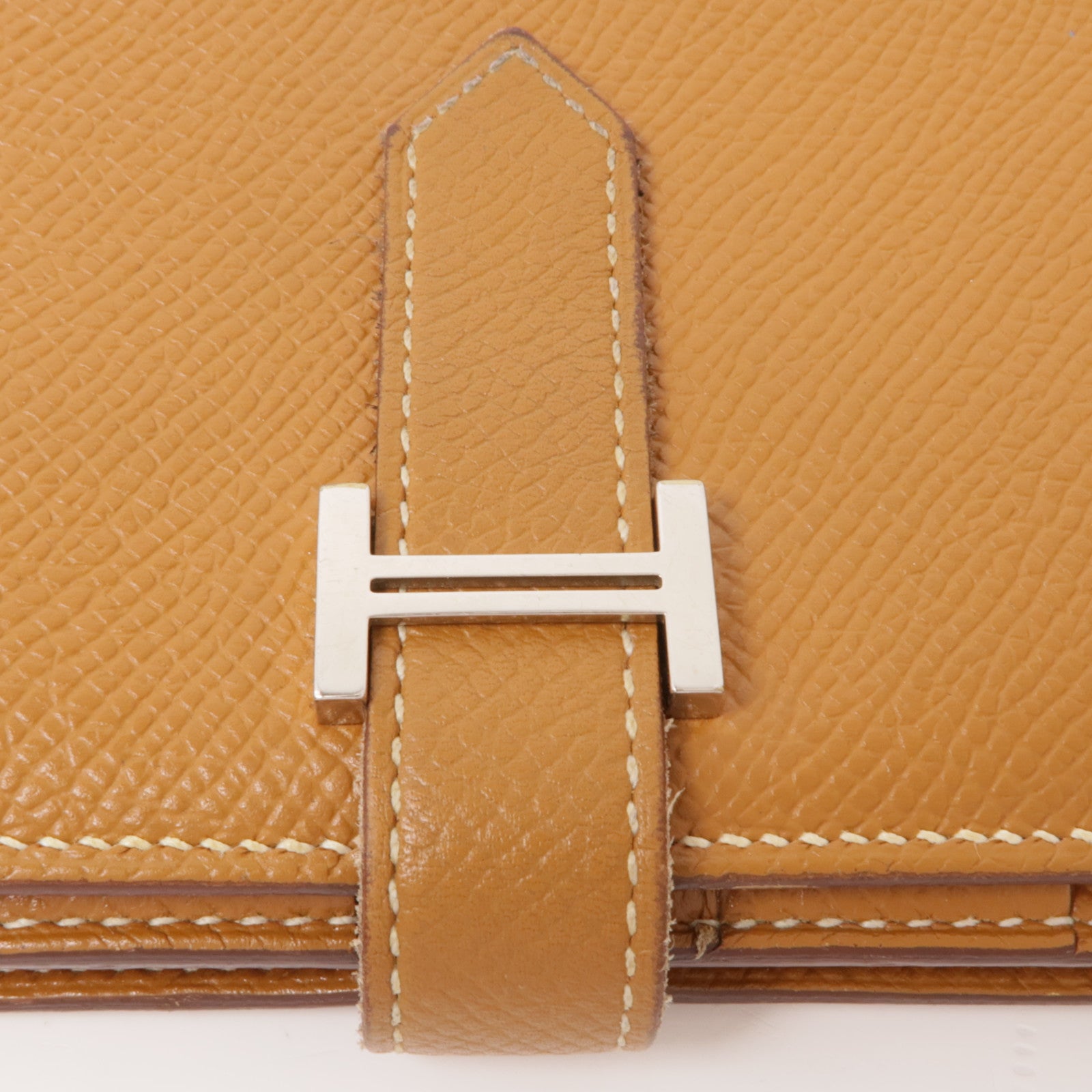 HERMES Epsom皮革Bearn W Snap Wallet銀扣長錢包37 Gold