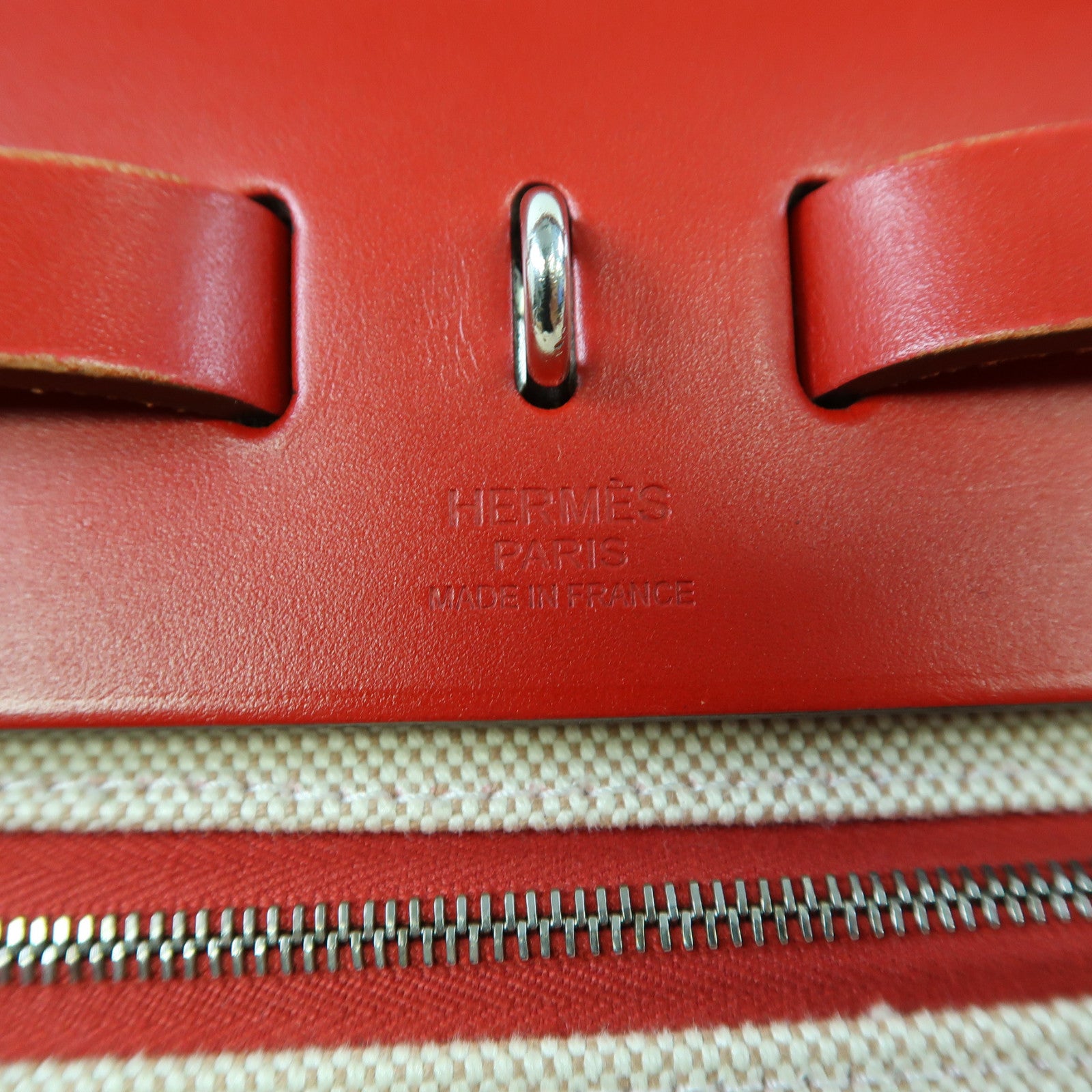 HERMES 防水帆布Herbag PM銀扣手挽肩背兩用袋紅色