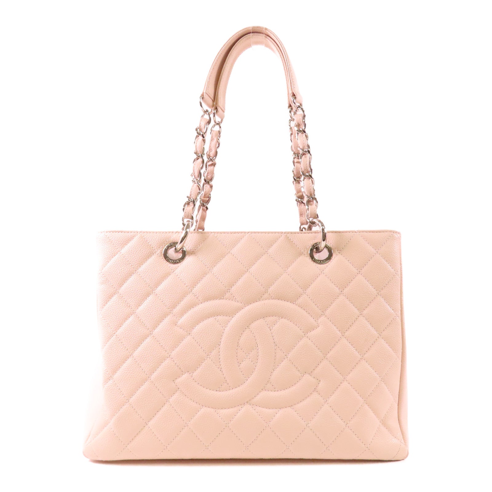CHANEL 【激減優惠】牛皮皮革GST Grand Shopping Tote Bag銀扣肩背袋