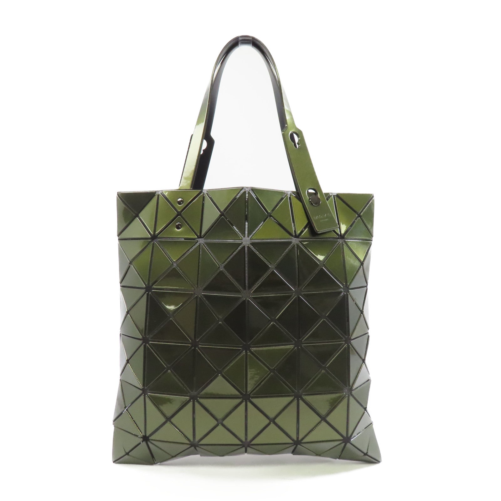 BAO BAO ISSEYMIYAKE PVC Bao Bao Tote Bag銀扣手挽袋深綠色