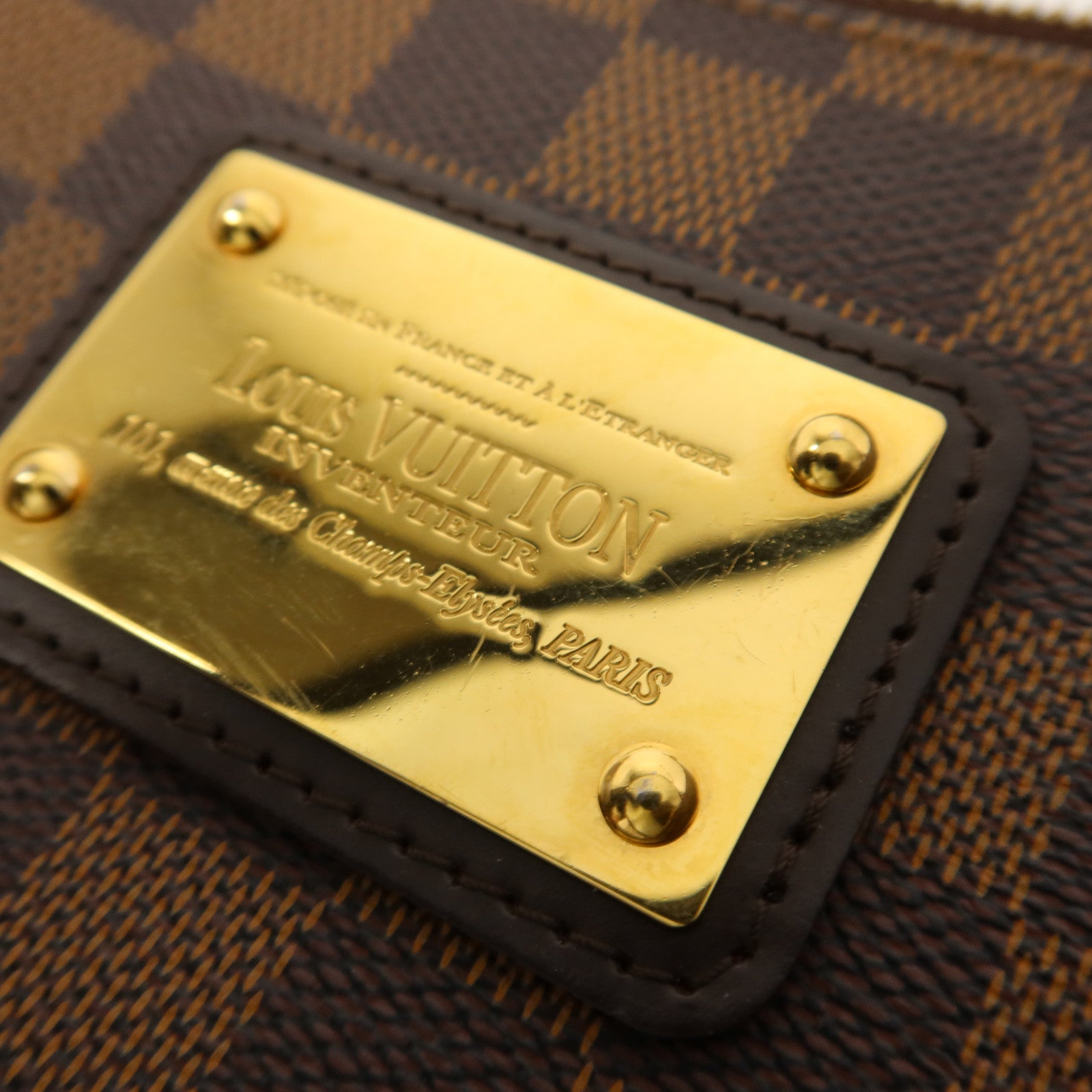 LOUIS VUITTON Damier Eva金扣手挽肩背兩用袋棕色