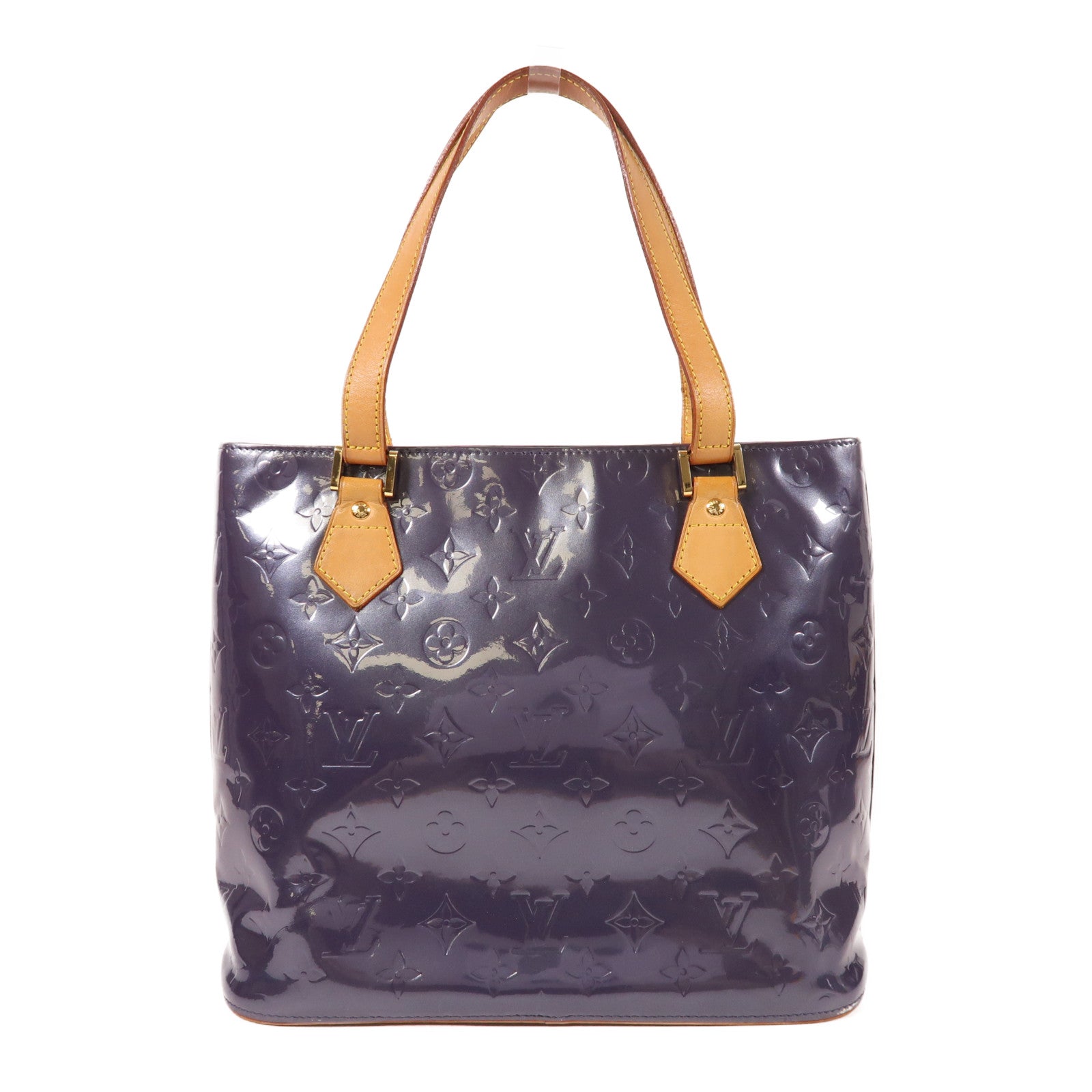 LOUIS VUITTON Monogram Vernis Houston金扣手挽袋紫色