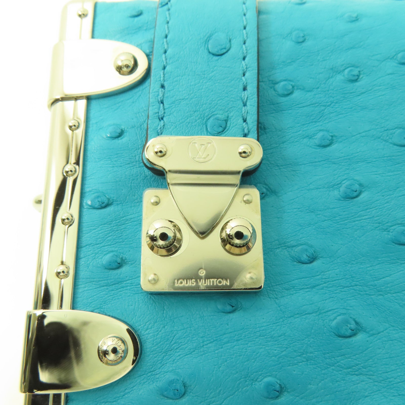 LOUIS VUITTON 鴕鳥皮革Side Trunk PM銀扣手挽肩背兩用袋