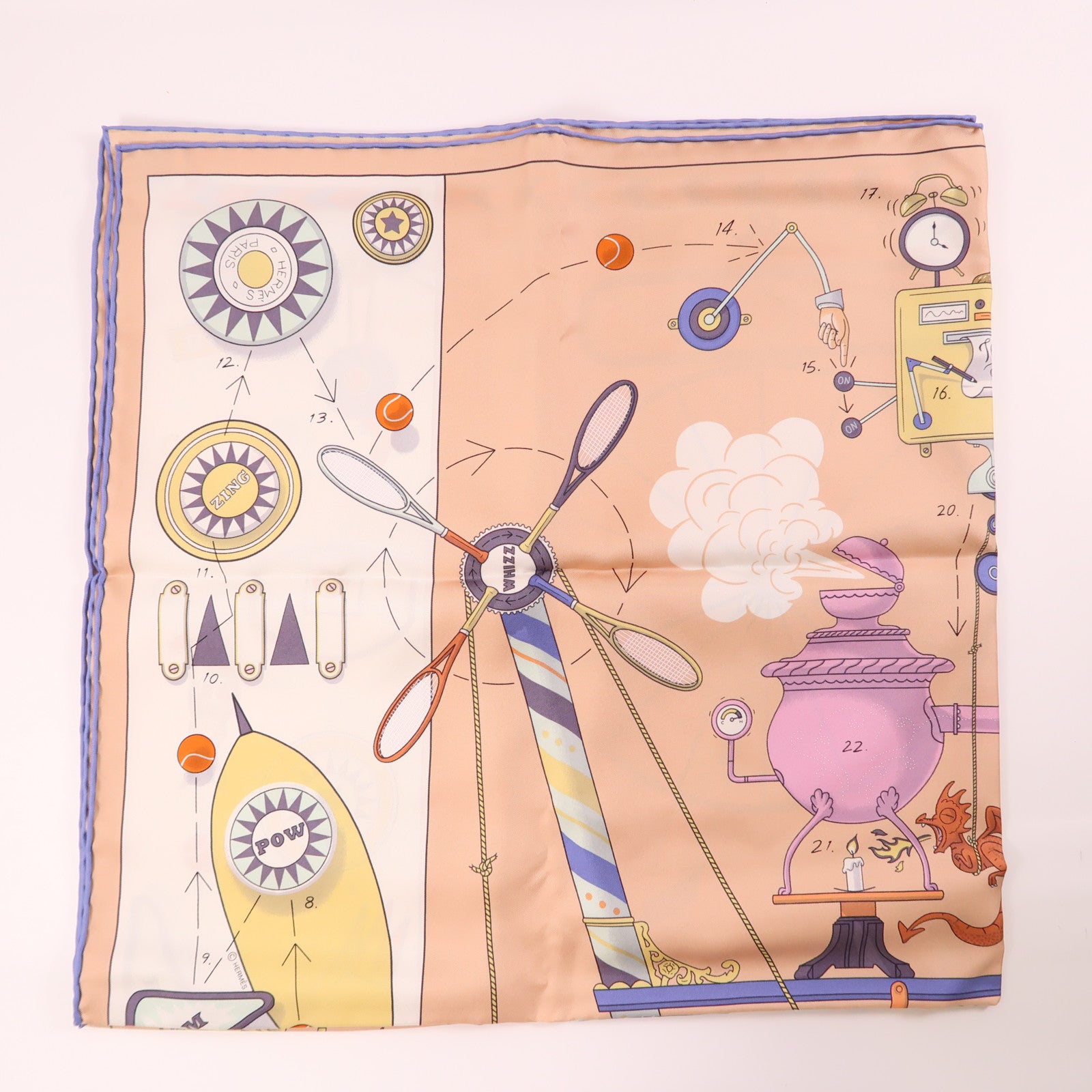 HERMES 絲質Scarf 90絲巾橙色/彩色