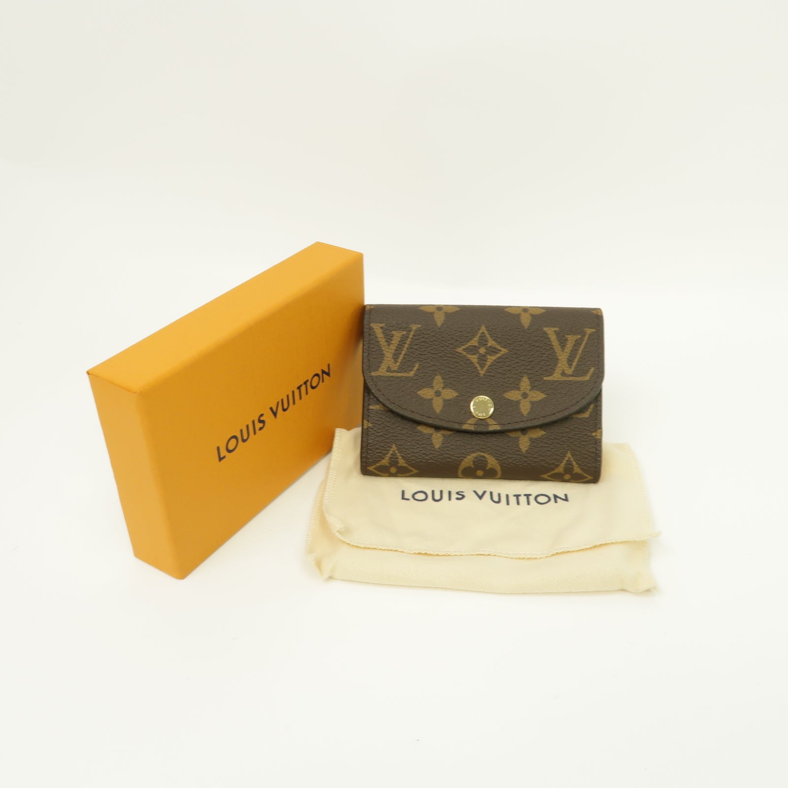 LOUIS VUITTON Monogram Card Case金扣卡片套棕色/粉紅色