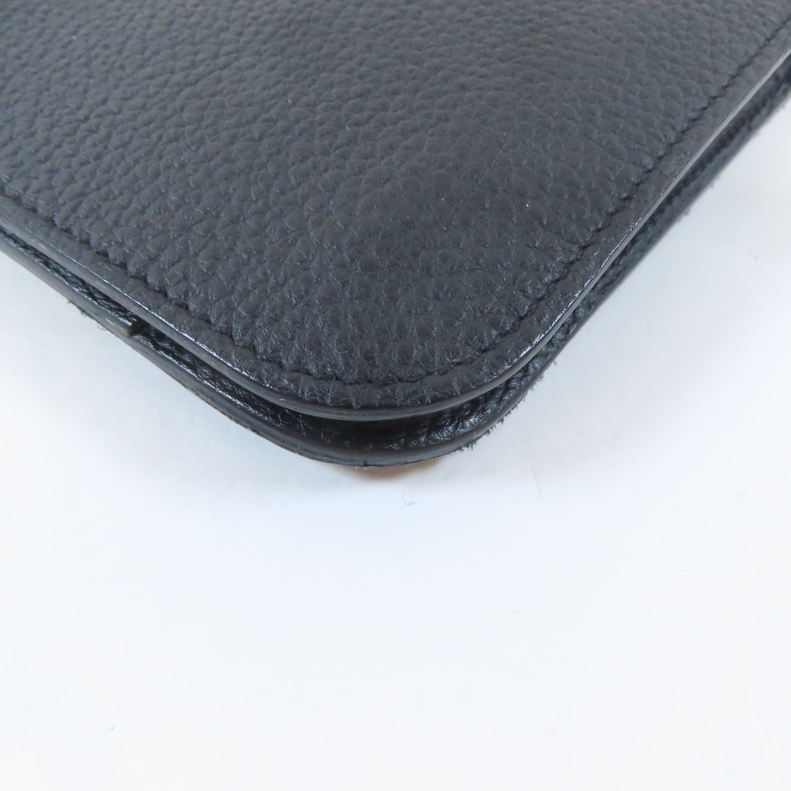 HERMES Clemence皮革Dogon GM銀扣長錢包Noir/黑色