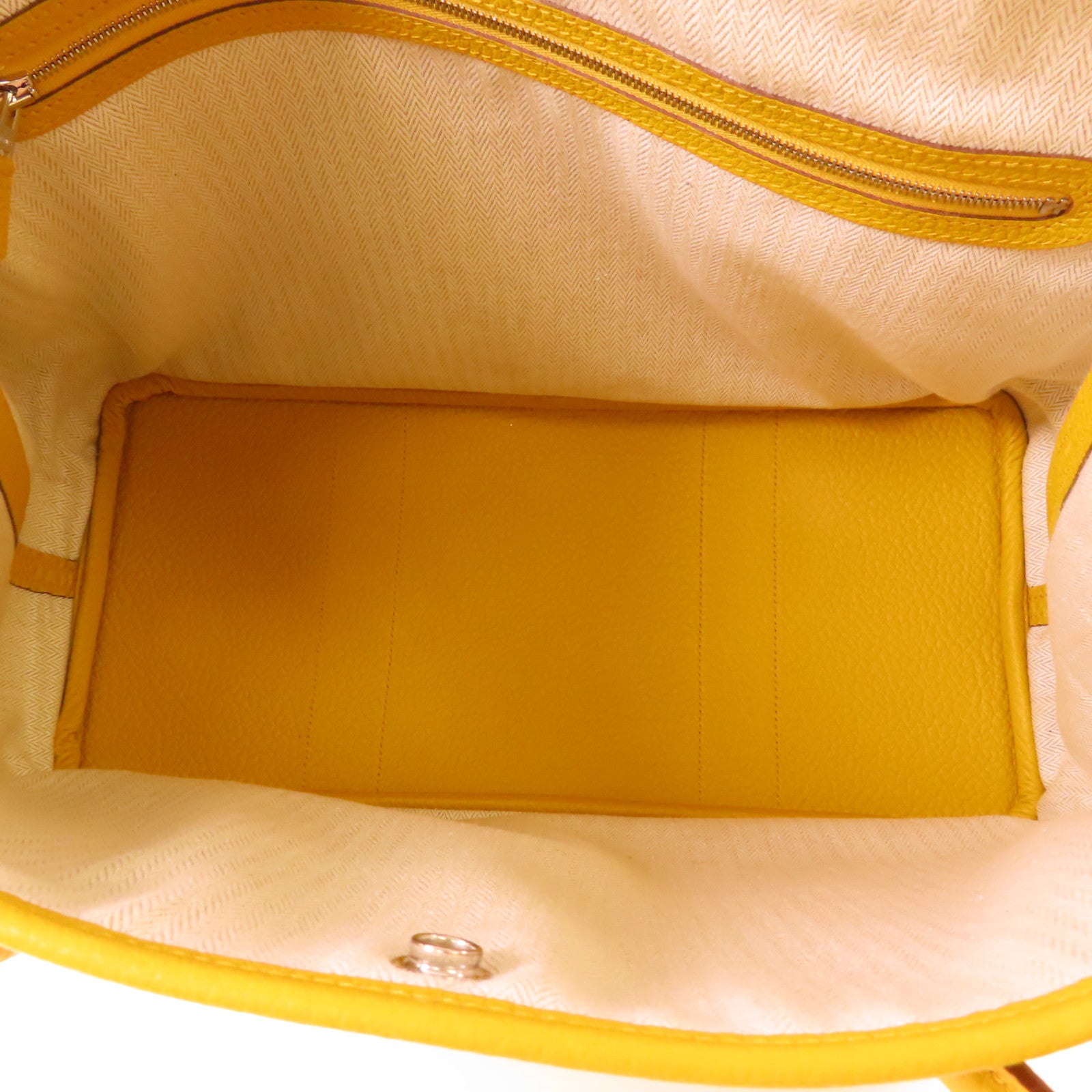 HERMES PHW Garden Party PM Handbag Negonda Leather 2P Cumin