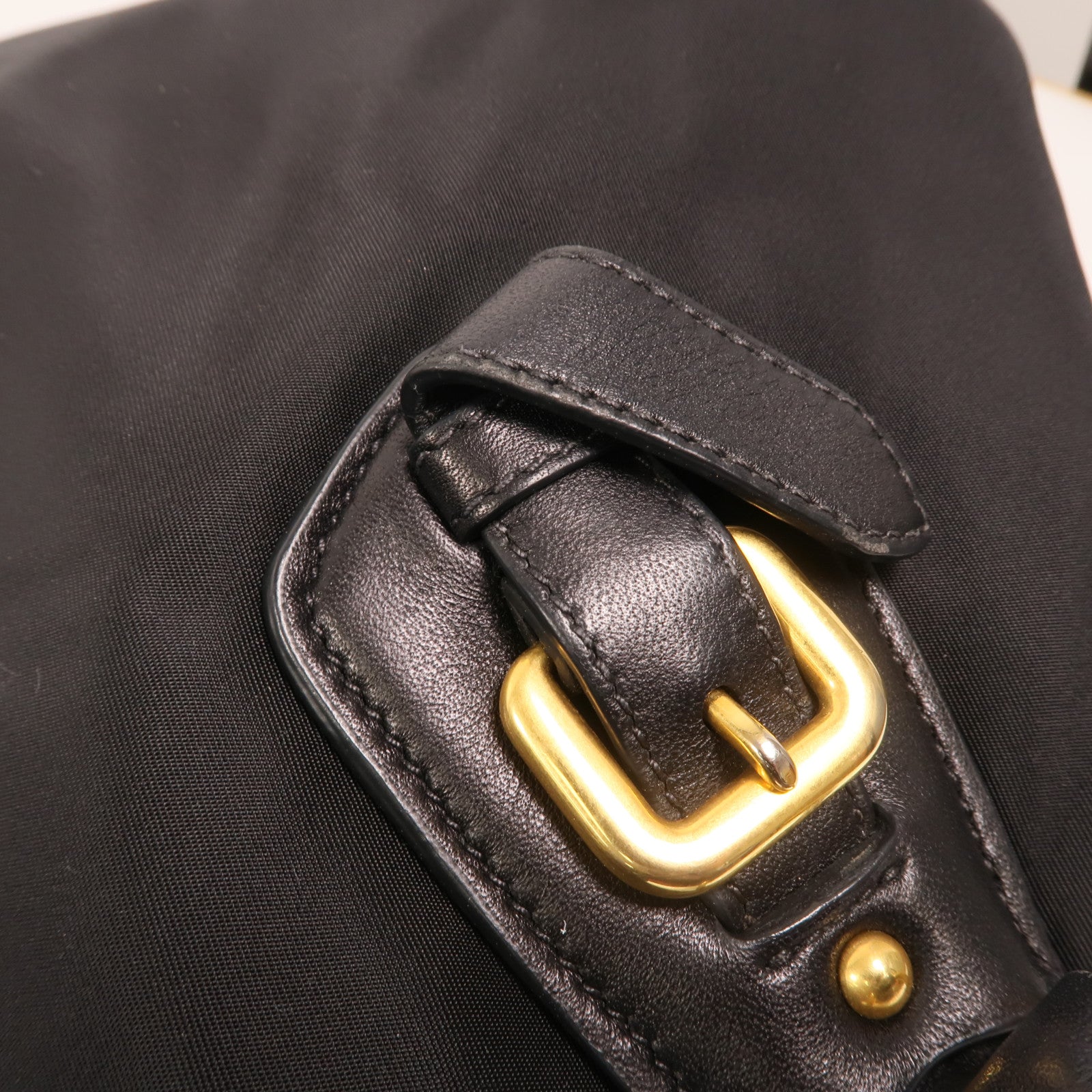 PRADA 尼龍/皮革HandBag金扣手挽肩背兩用袋