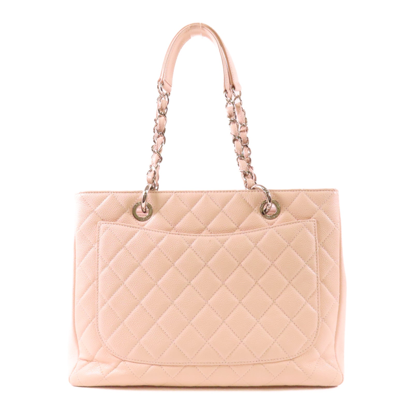 CHANEL 【激減優惠】牛皮皮革GST Grand Shopping Tote Bag銀扣肩背袋