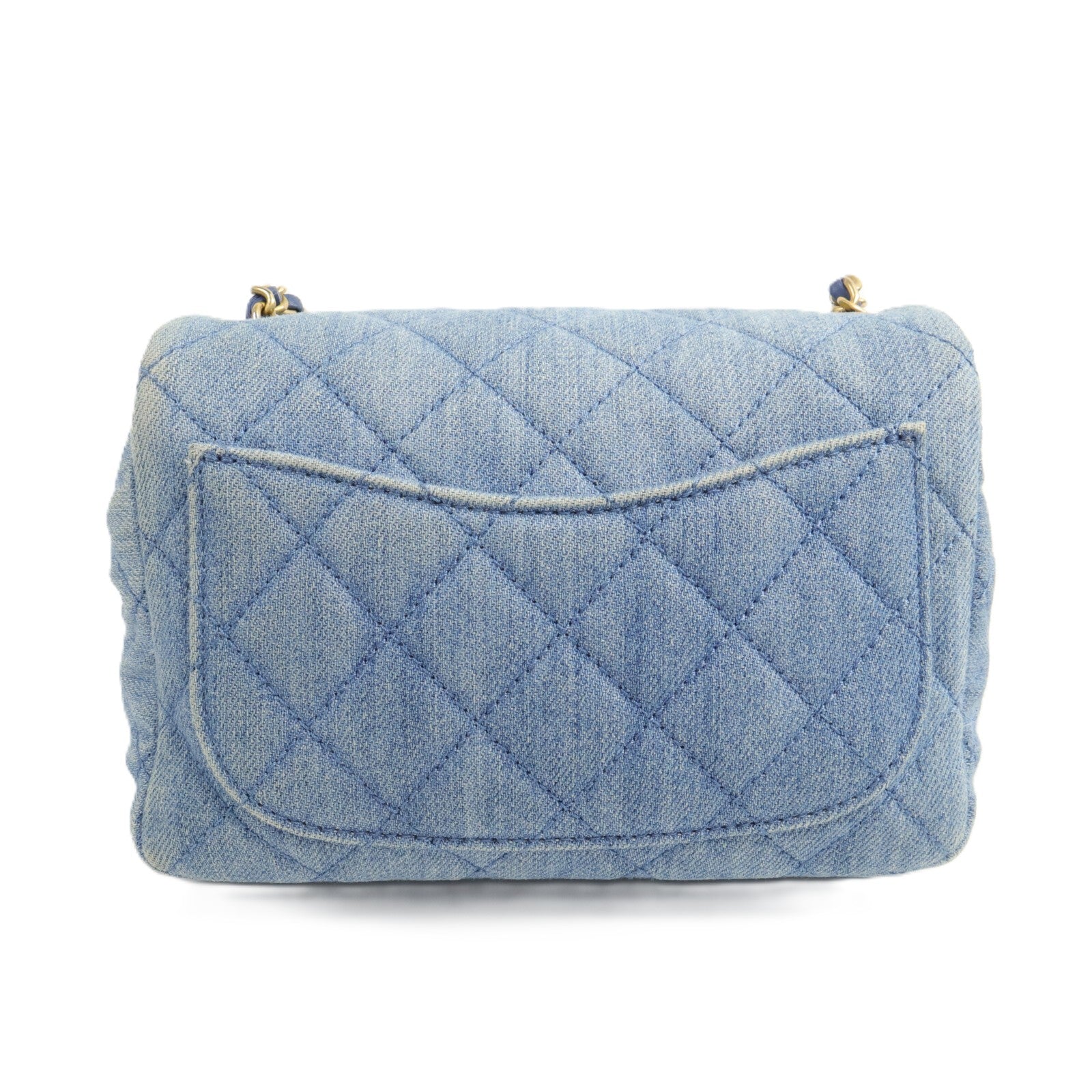 CHANEL 牛仔布Classic 17 Gold Ball鏈帶肩背袋