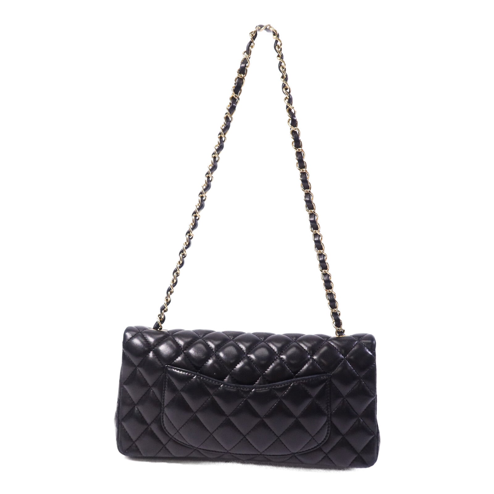 CHANEL 羊皮皮革Vintage Classic East West Flag Bag金扣鏈帶肩背袋