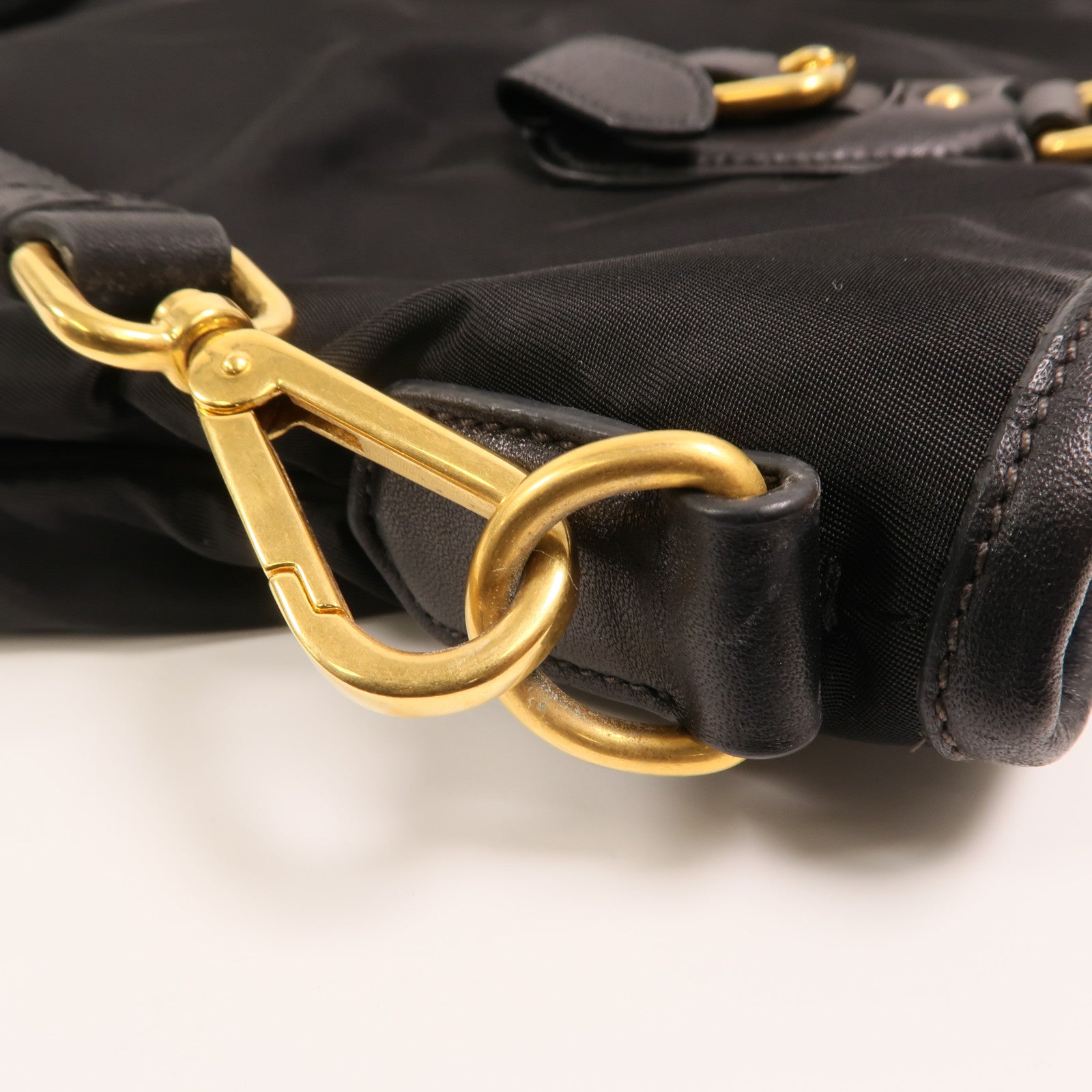 PRADA 尼龍/皮革HandBag金扣手挽肩背兩用袋