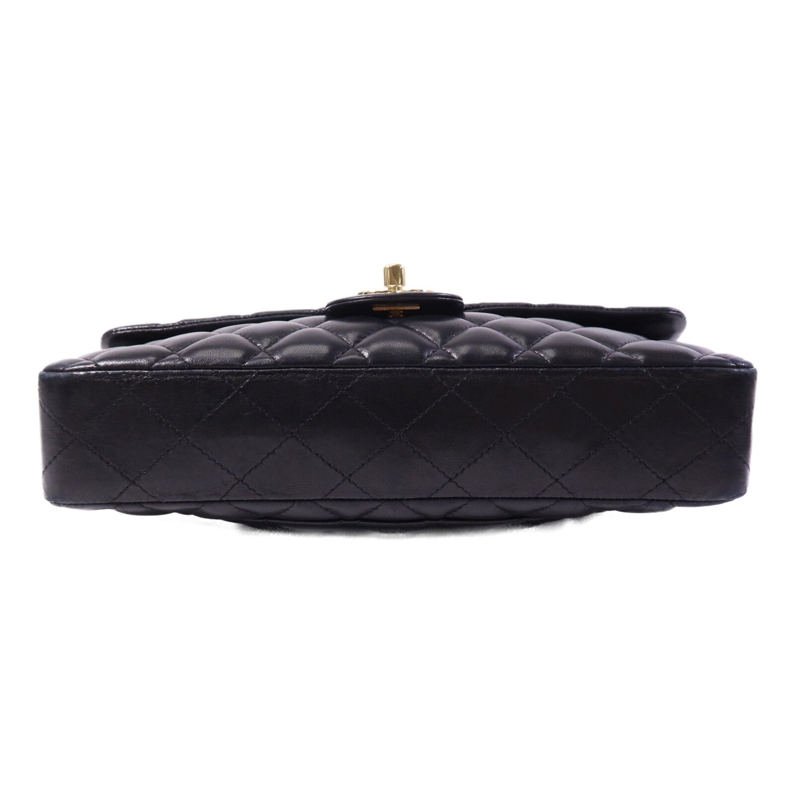 CHANEL 羊皮皮革Vintage Classic East West Flag Bag金扣鏈帶肩背袋