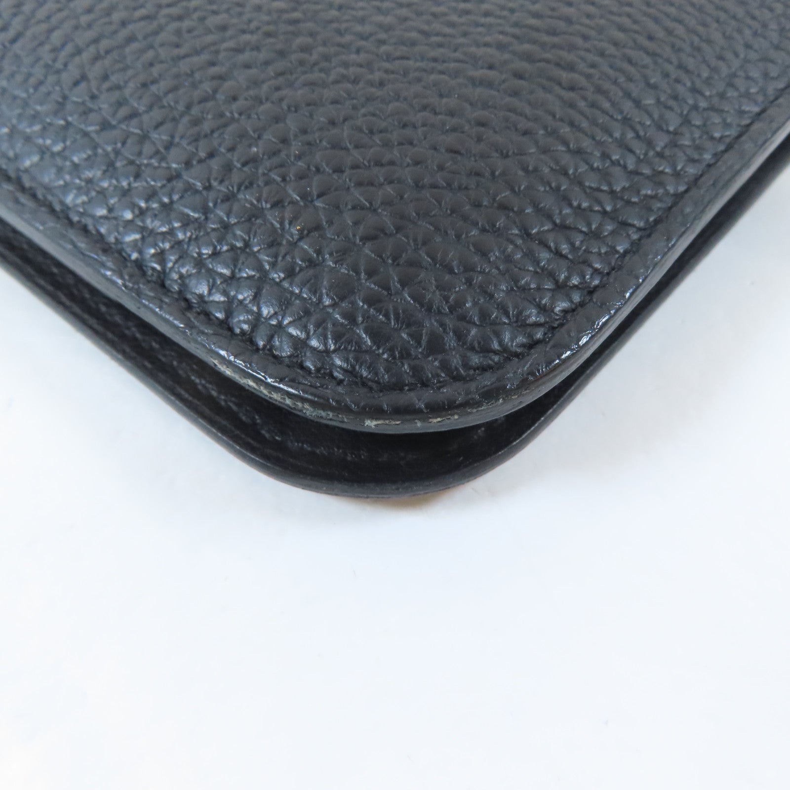 HERMES Clemence皮革Dogon GM銀扣長錢包Noir/黑色
