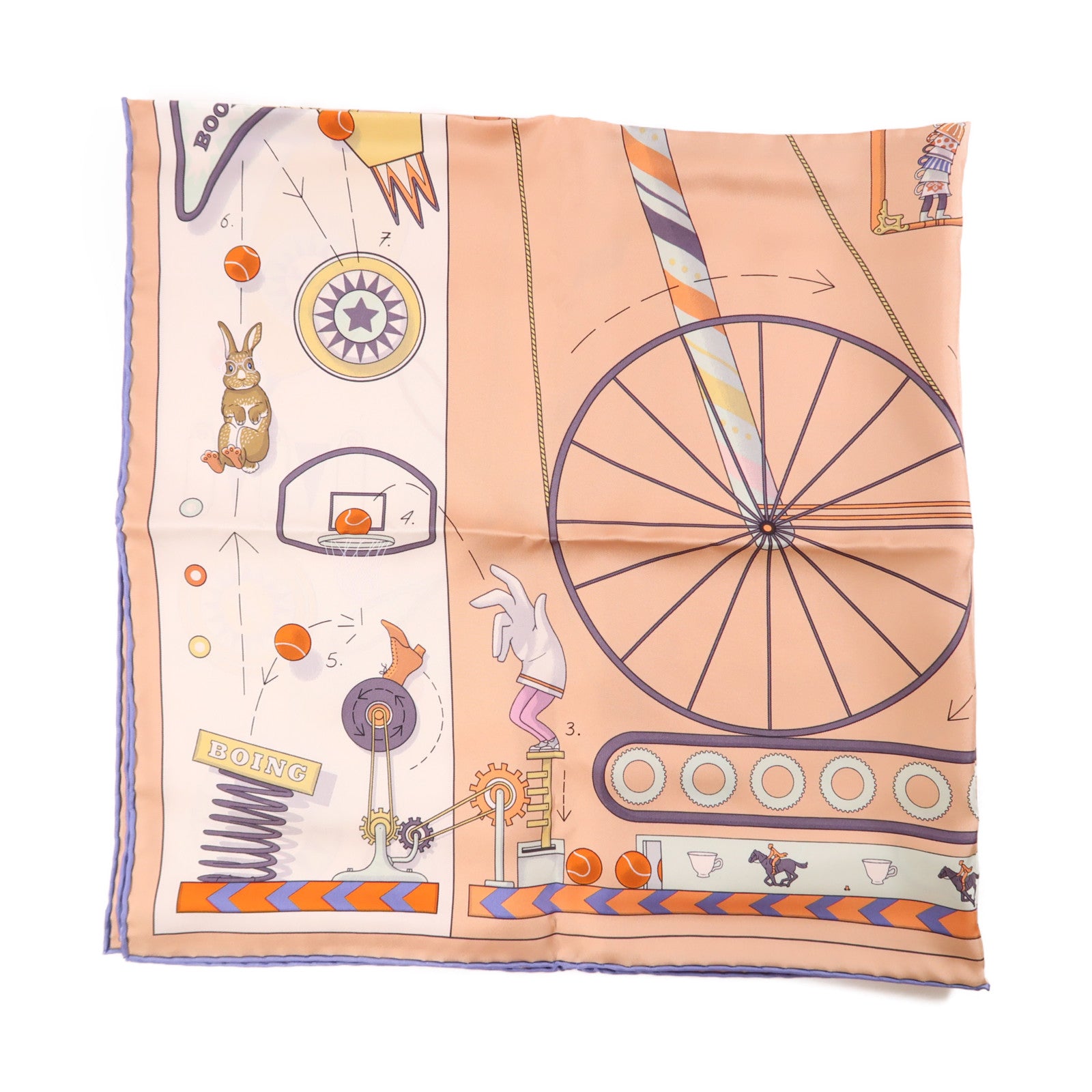 HERMES 絲質Scarf 90絲巾橙色/彩色