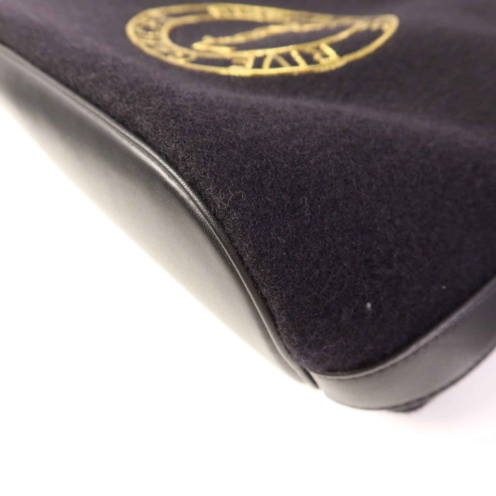 YVES SAINT LAURENT 繡氈/皮革Rive Gauche金扣肩背袋